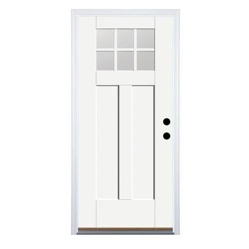 Therma-Tru Benchmark Doors Smooth-Star 36-in x 80-in Fiberglass Craftsman 6-Lite Left-Hand Inswing Ready-to-Paint Prehung Front Door with Brickmould - Image 5
