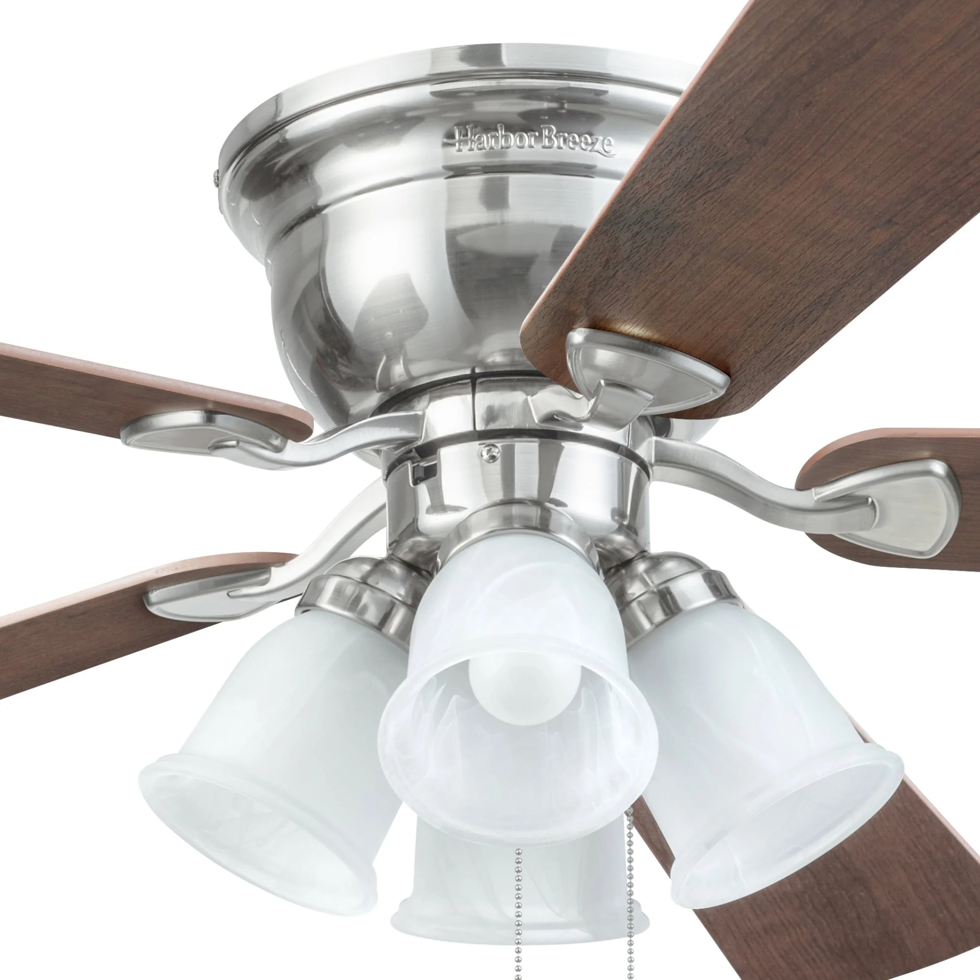 Harbor Breeze Centreville 52-in Brushed Nickel LED Indoor Flush Mount Ceiling Fan with Light, 5-Blade - Image 13