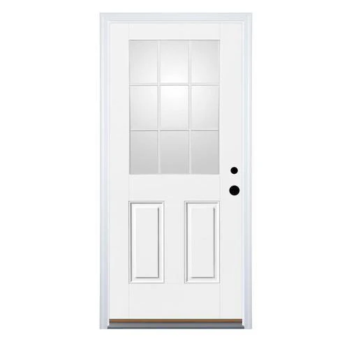 Therma-Tru Benchmark Doors 32-in x 80-in Fiberglass Half-Lite Left-Hand Inswing Ready-to-Paint Unfinished Prehung Front Door with Brickmould - Image 4