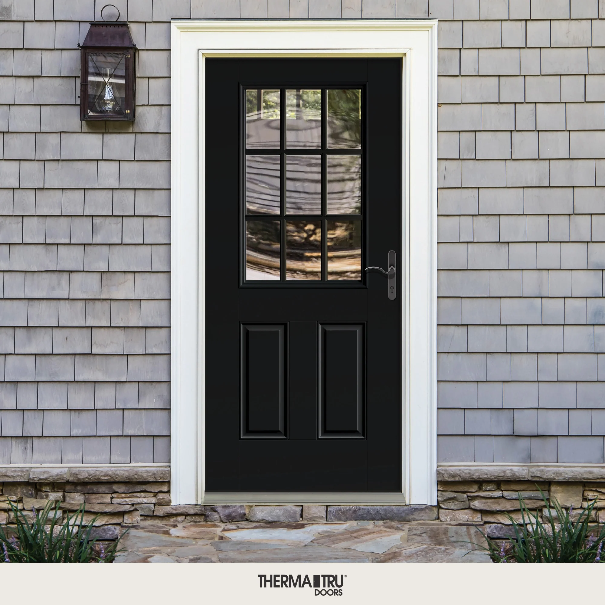 Therma-Tru Benchmark Doors 32-in x 80-in Fiberglass Half-Lite Left-Hand Inswing Ready-to-Paint Unfinished Prehung Front Door with Brickmould - Image 8
