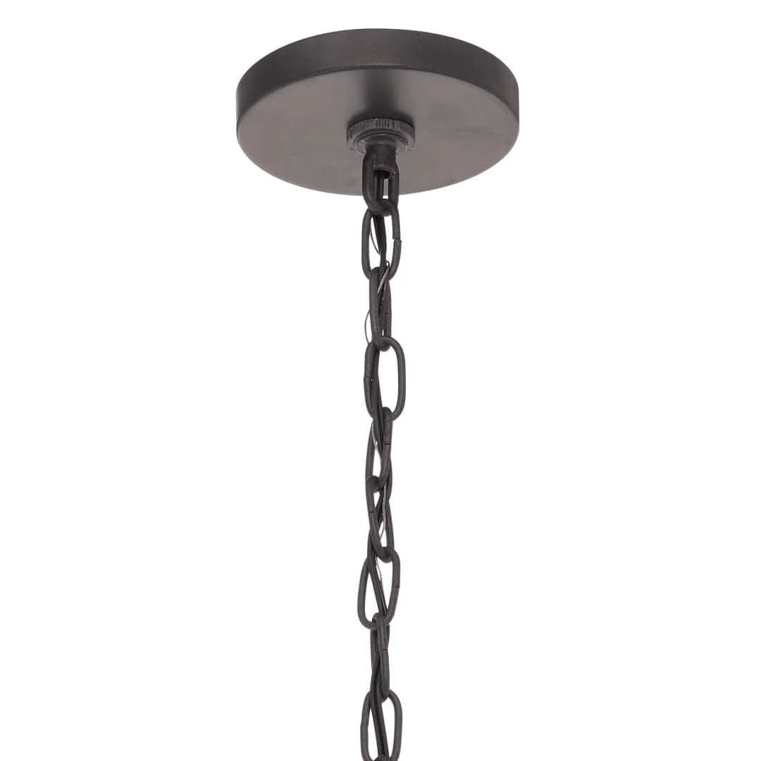 Kichler Barrington Anvil Iron & Distressed Antique Gray Seeded Glass Globe Pendant Light, 21.25 in - Image 11