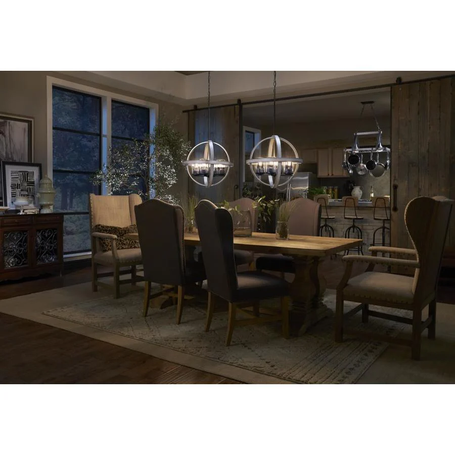 Kichler Barrington Anvil Iron & Distressed Antique Gray Seeded Glass Globe Pendant Light, 21.25 in - Image 4