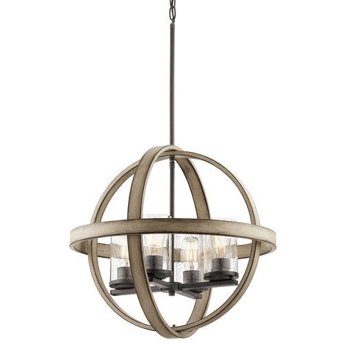Kichler Barrington Anvil Iron & Distressed Antique Gray Seeded Glass Globe Pendant Light, 21.25 in - Image 6
