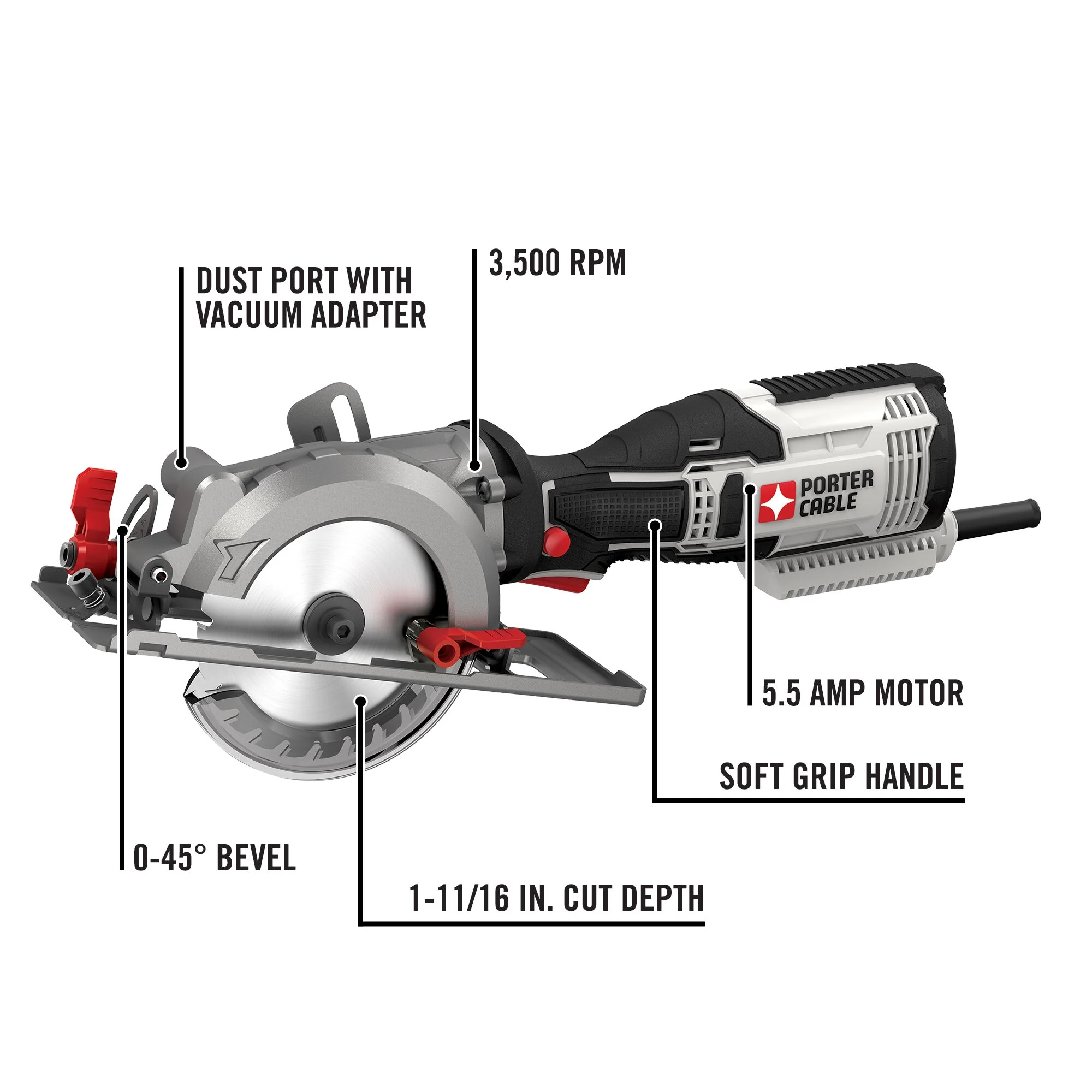 PORTER-CABLE 5.5-Amp 4-1/2-in Corded Circular Saw with Aluminum Shoe - Image 5
