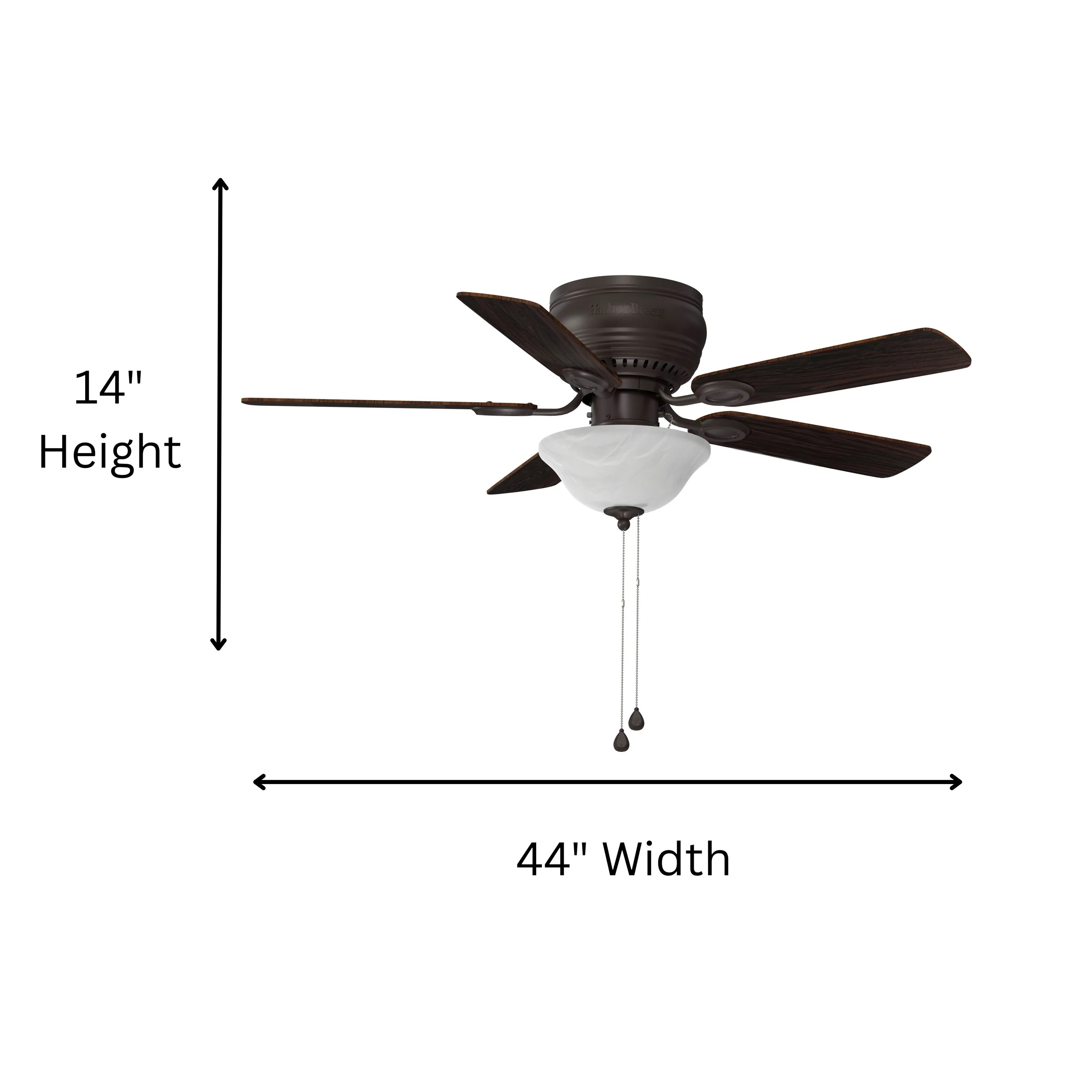 Harbor Breeze Mayfield 44-in Bronze LED Indoor Flush Mount Ceiling Fan with Light (5-Blade) - Image 10