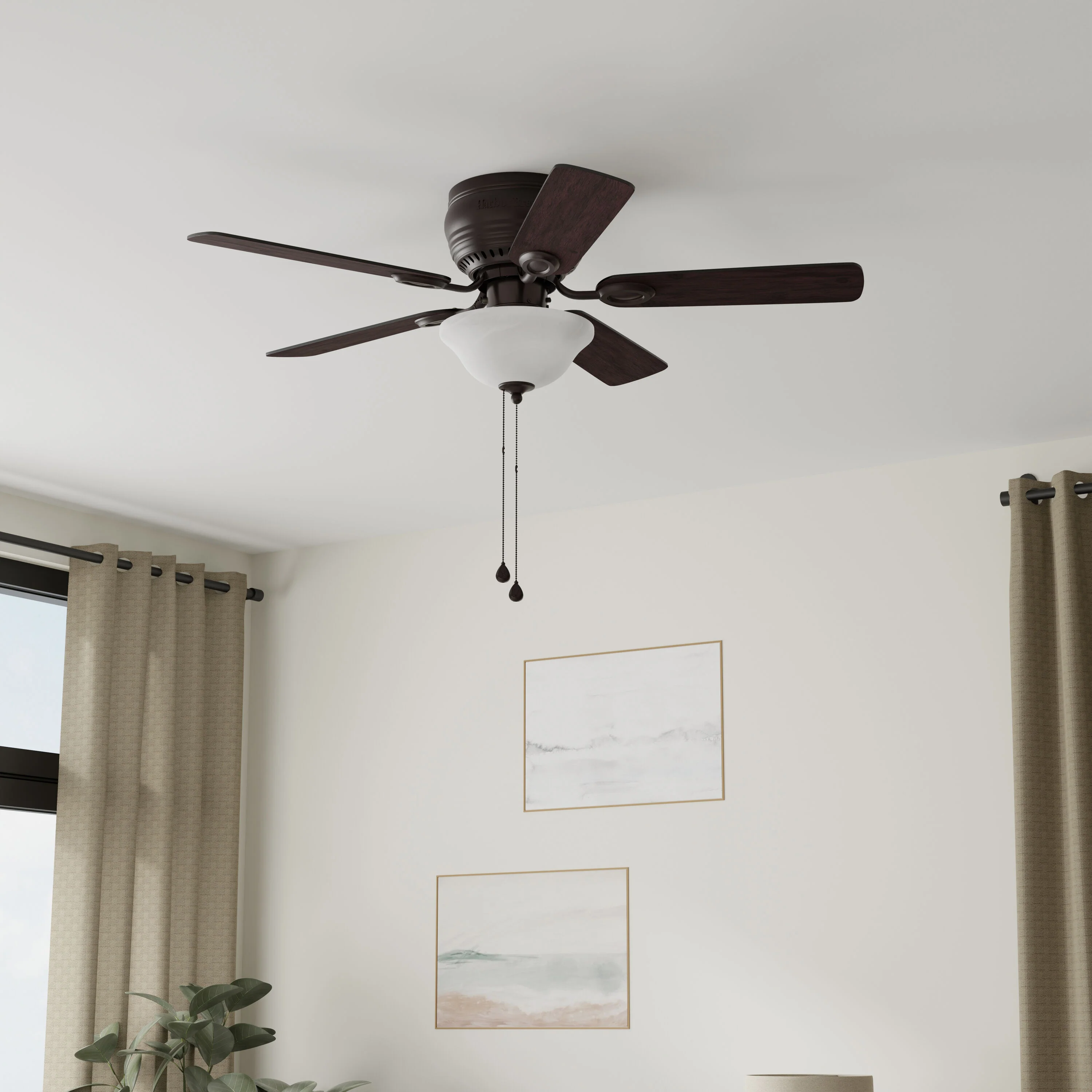 Harbor Breeze Mayfield 44-in Bronze LED Indoor Flush Mount Ceiling Fan with Light (5-Blade) - Image 12