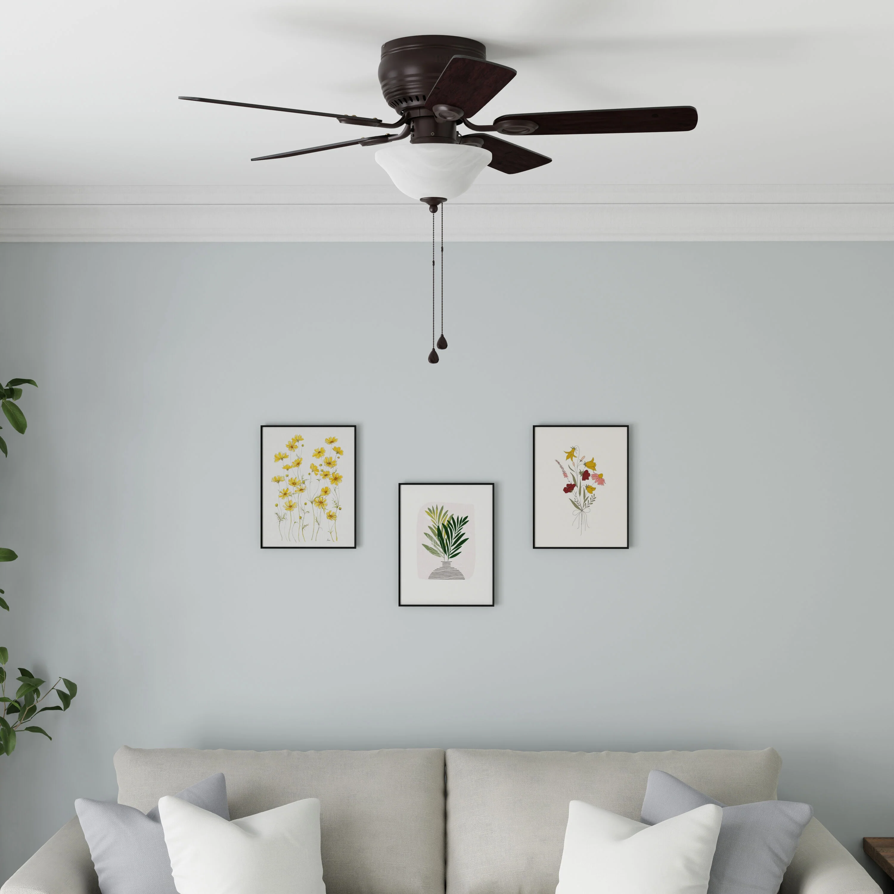 Harbor Breeze Mayfield 44-in Bronze LED Indoor Flush Mount Ceiling Fan with Light (5-Blade) - Image 13