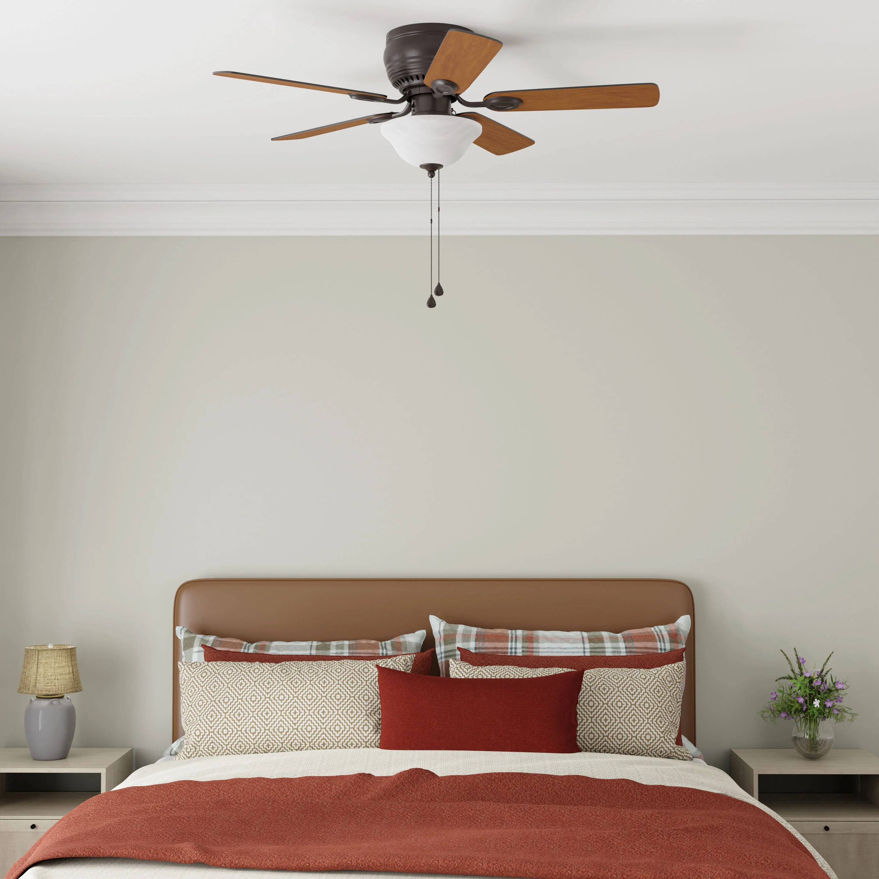 Harbor Breeze Mayfield 44-in Bronze LED Indoor Flush Mount Ceiling Fan with Light (5-Blade) - Image 14
