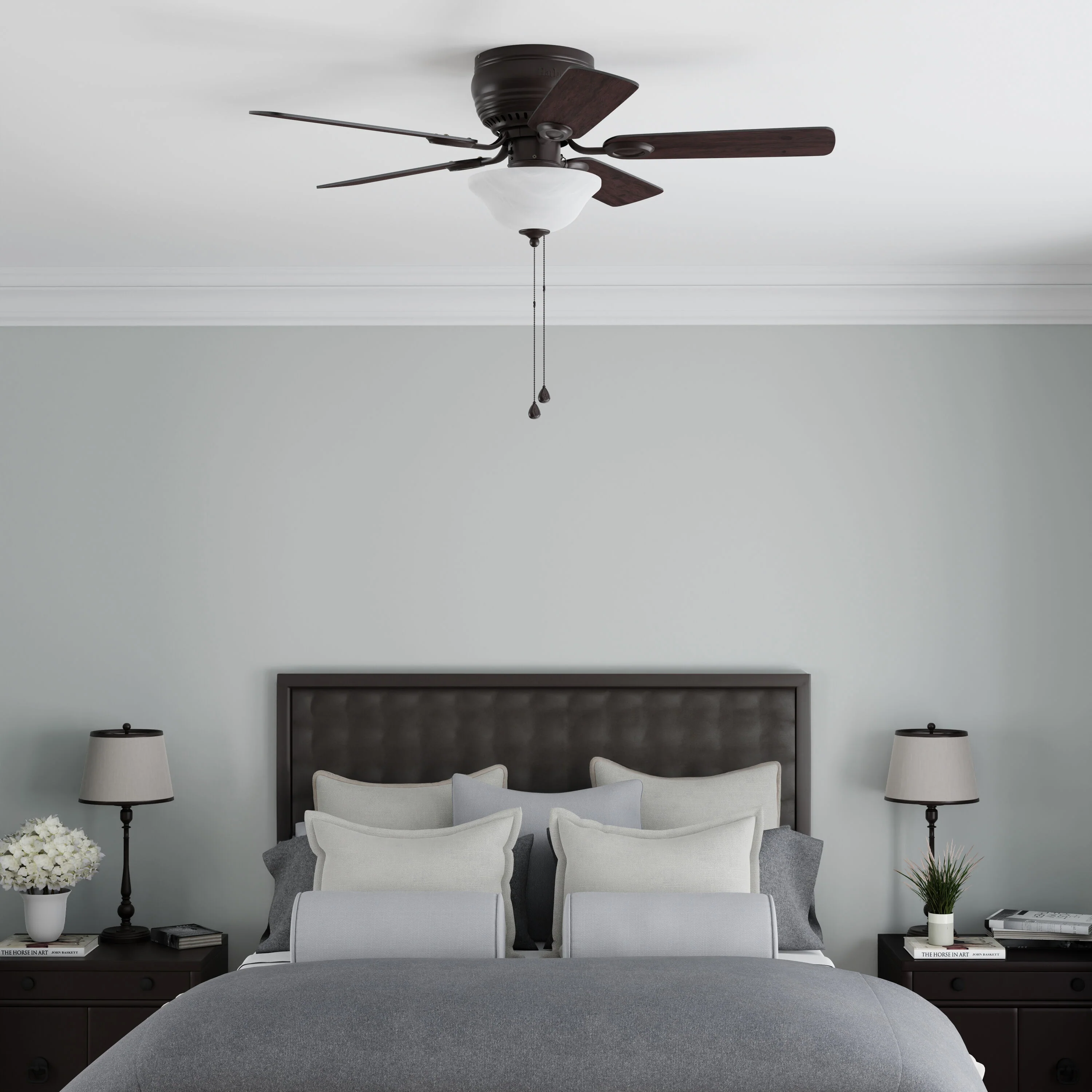 Harbor Breeze Mayfield 44-in Bronze LED Indoor Flush Mount Ceiling Fan with Light (5-Blade) - Image 15