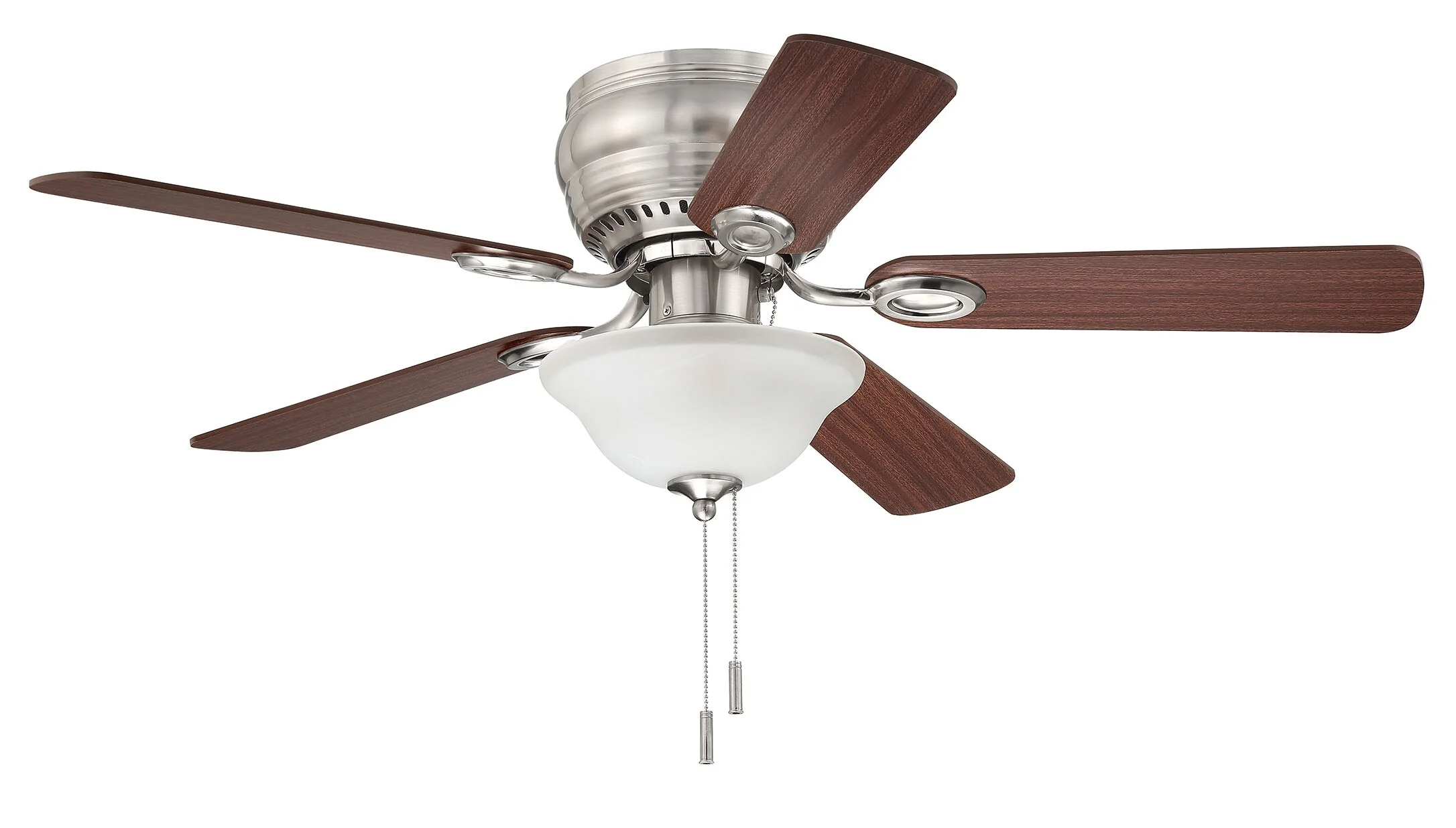 Harbor Breeze Mayfield 44-in Brushed Nickel LED Indoor Flush Mount Ceiling Fan with Light, 5-Blade - Image 4