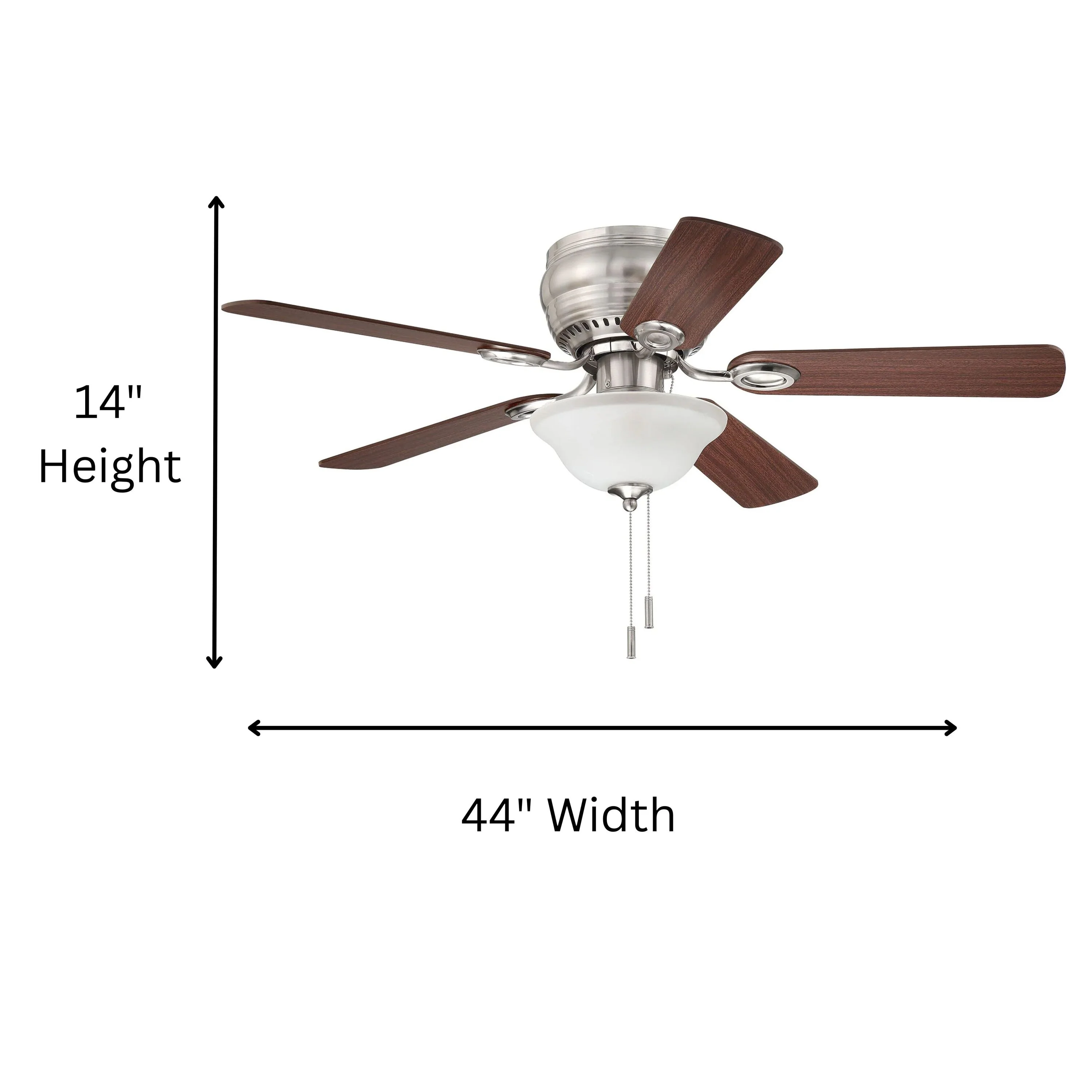 Harbor Breeze Mayfield 44-in Brushed Nickel LED Indoor Flush Mount Ceiling Fan with Light, 5-Blade - Image 5