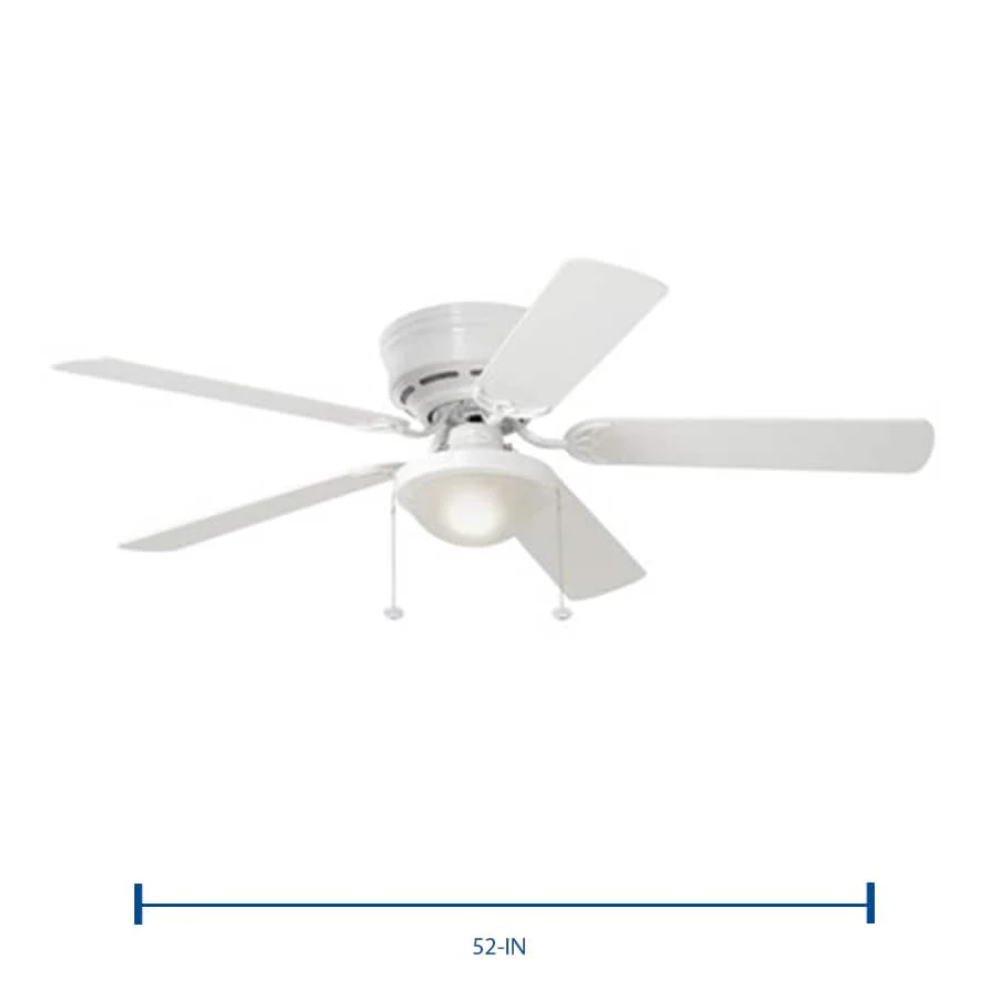 Harbor Breeze Armitage Builder Series 52-in White Integrated LED Flush Mount Indoor Ceiling Fan with Light, 5-Blade - Image 10