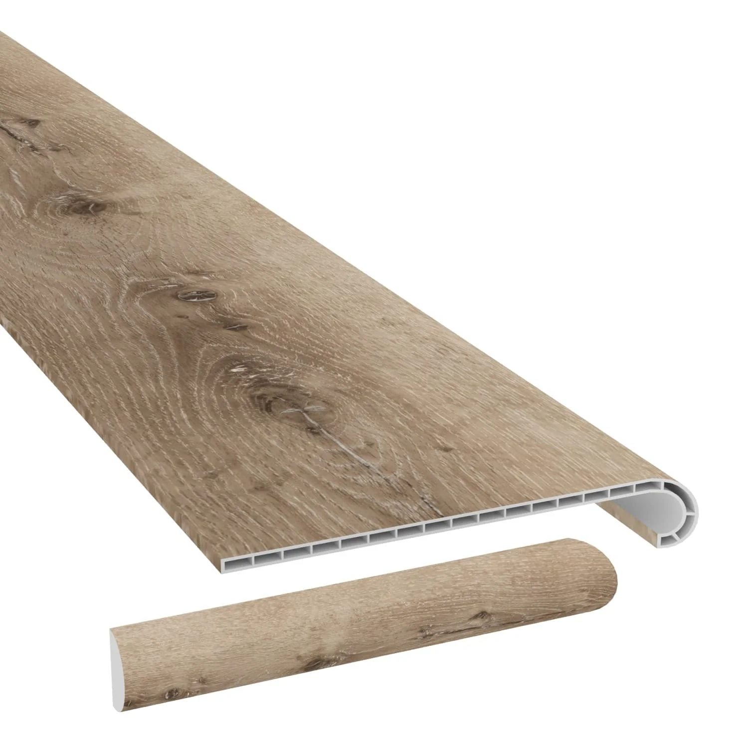 Cali Bamboo Aged Hickory Vinyl Stair Tread with Cap, 49-13/16 in x 12-7/32 in