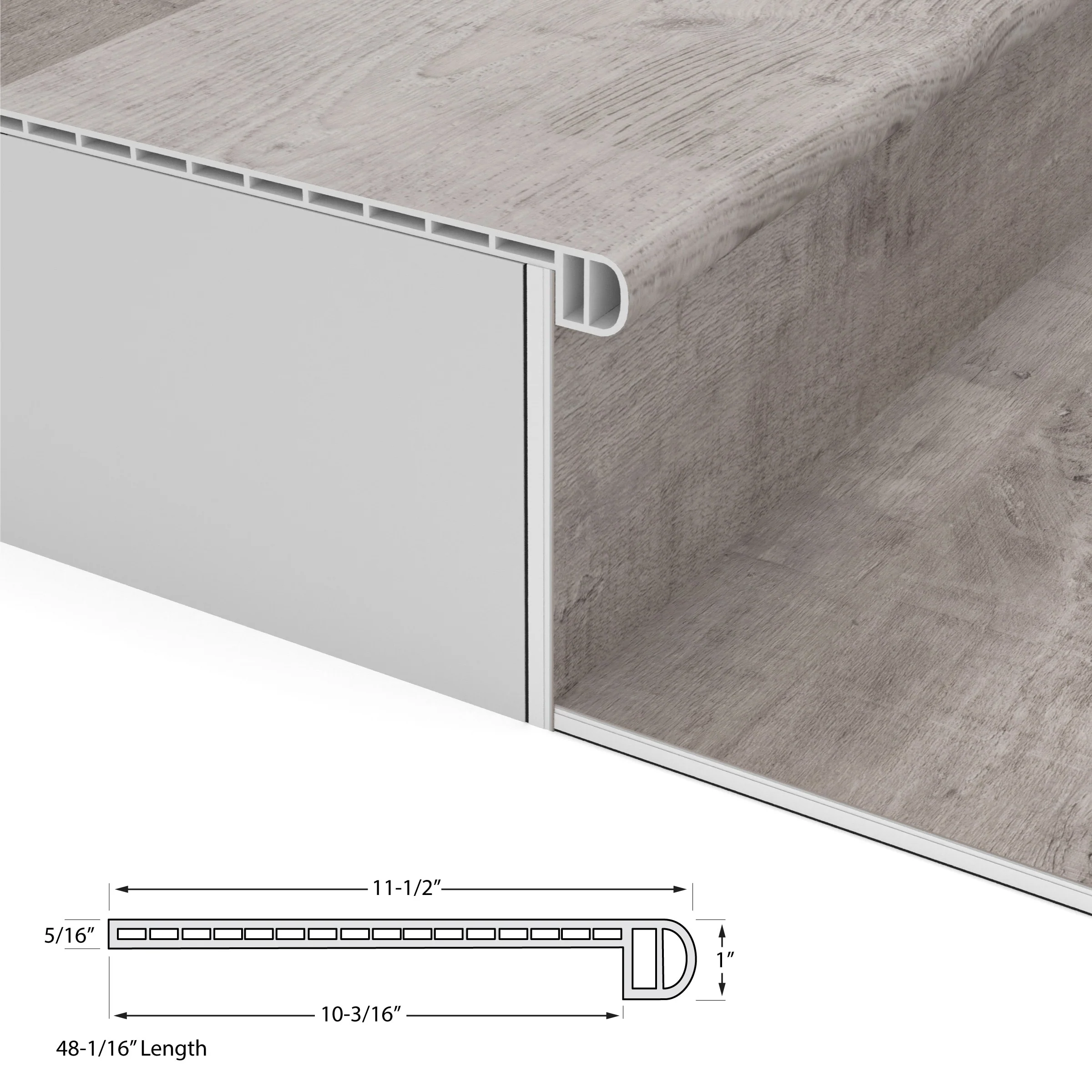 Cali Bamboo Gray Ash Vinyl Stair Tread — Classic, 11.5 in x 48.03 in - Image 3