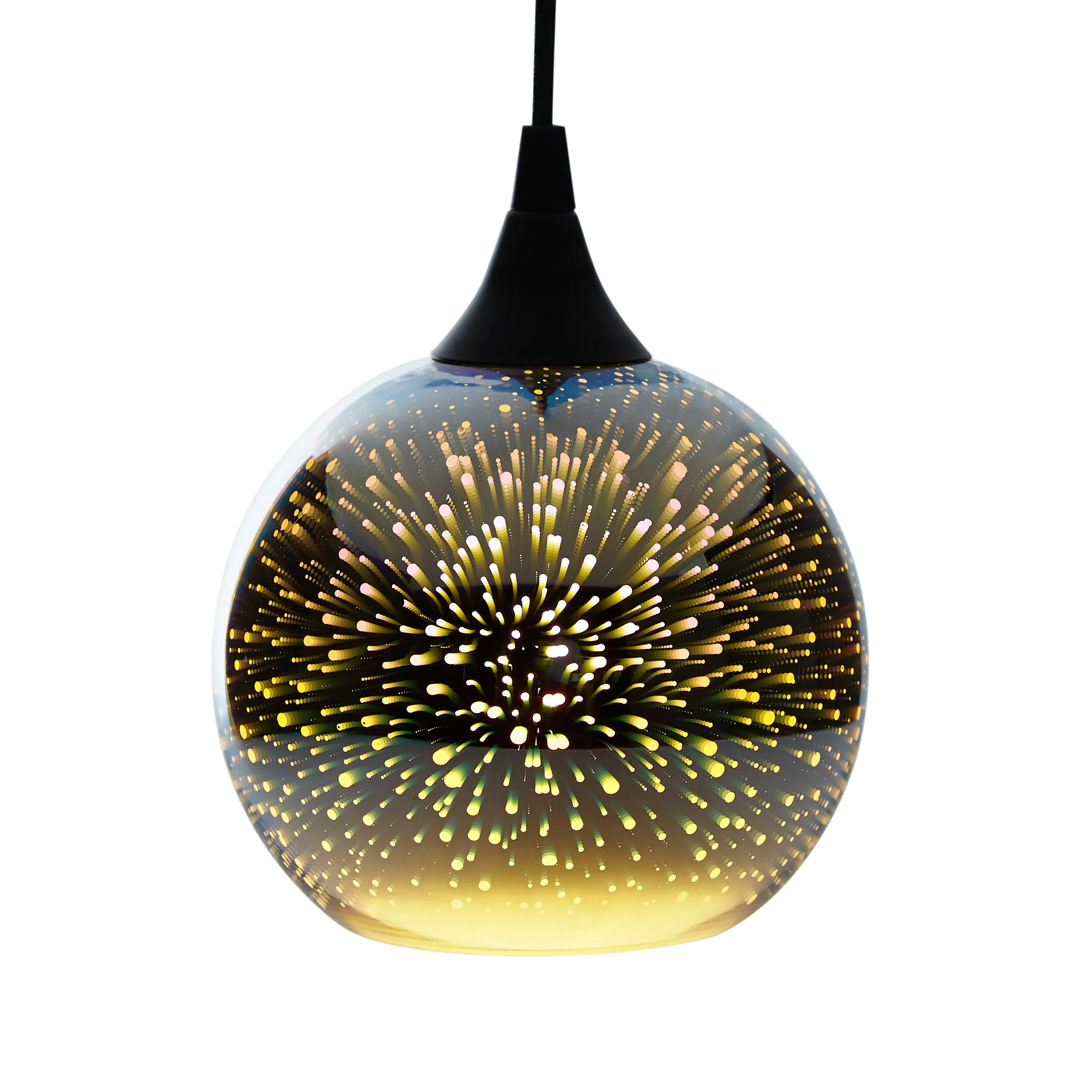Portfolio 6.3-in H x 7-in W Silver Explosion Art Glass Globe Pendant Light Shade - Image 3