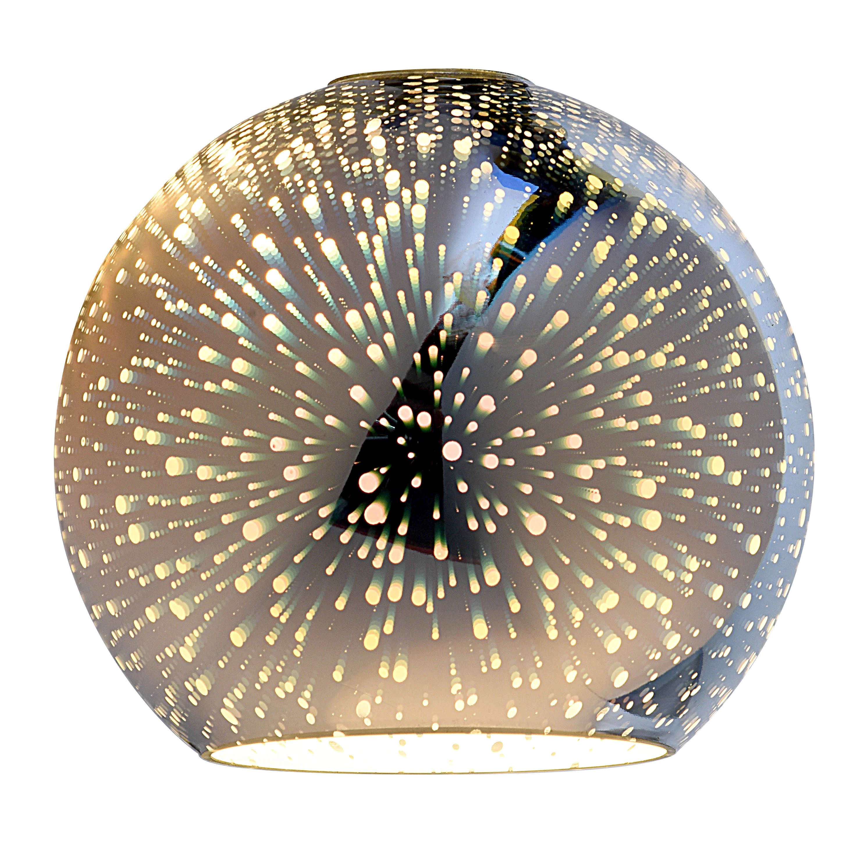 Portfolio 6.3-in H x 7-in W Silver Explosion Art Glass Globe Pendant Light Shade - Image 4