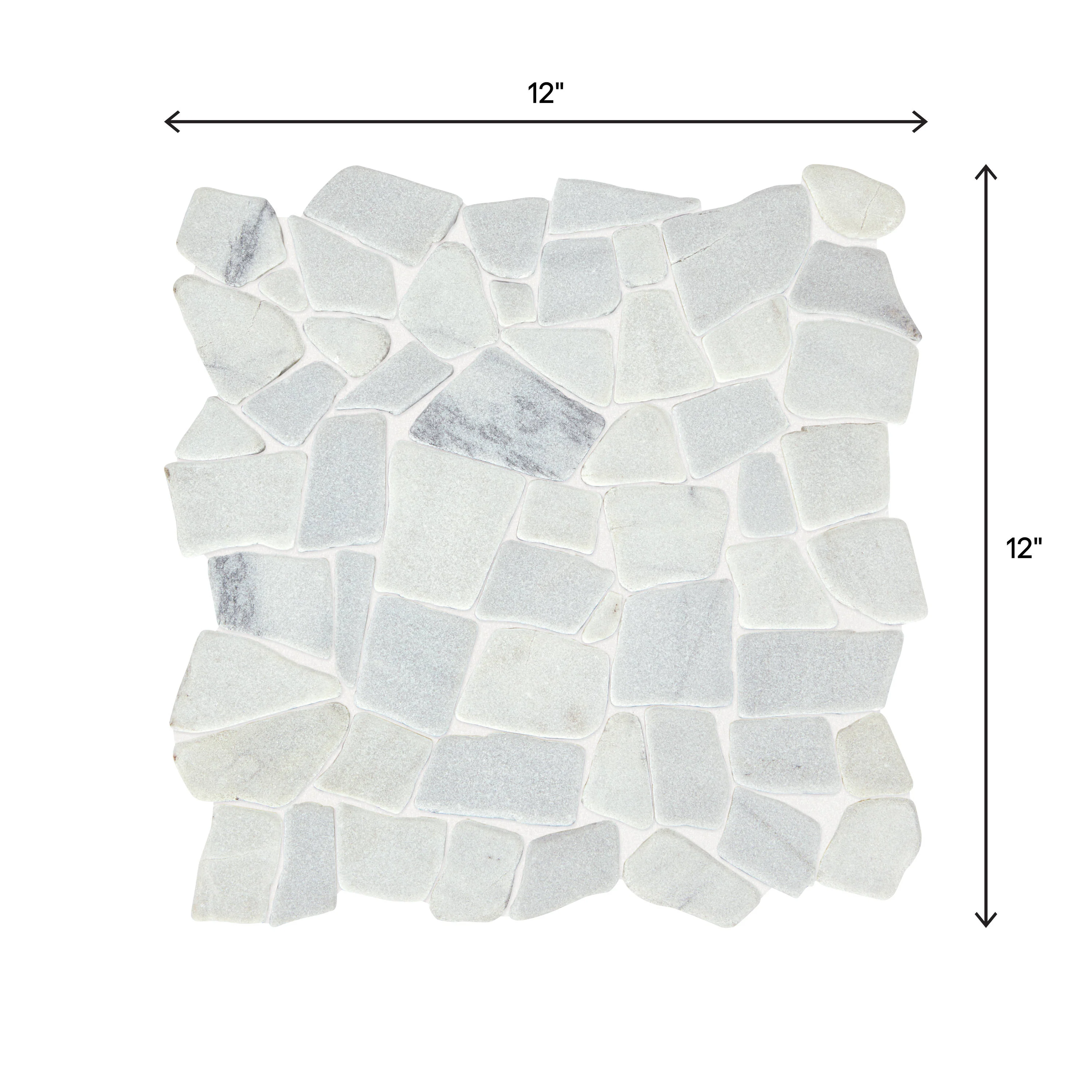 American Olean Genuine Stone Refined White 12-in x 12-in Tumbled Natural Stone Marble Pebble Mosaic Floor and Wall Tile - Image 4