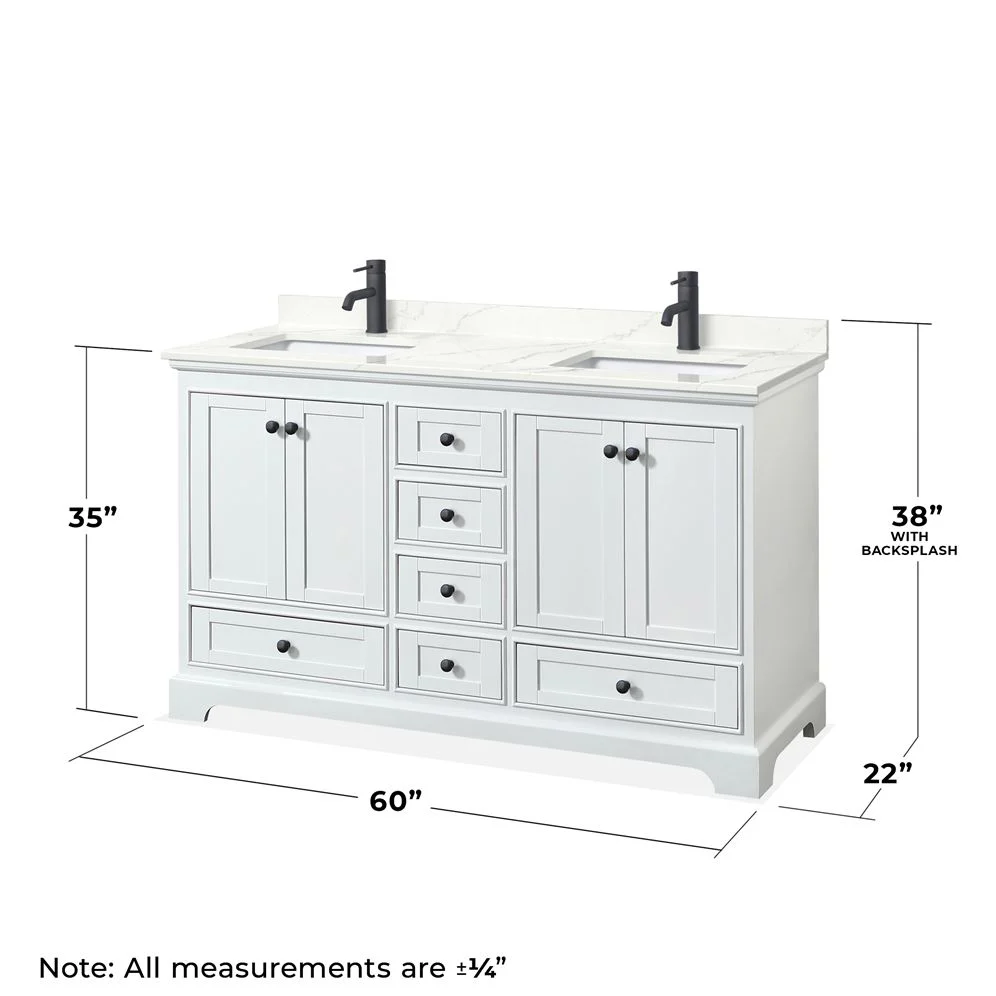 Wyndham Collection Deborah 60-in Dark Gray Double Sink Bathroom Vanity with White Carrara Natural Marble Top (Mirror Included) - Image 4