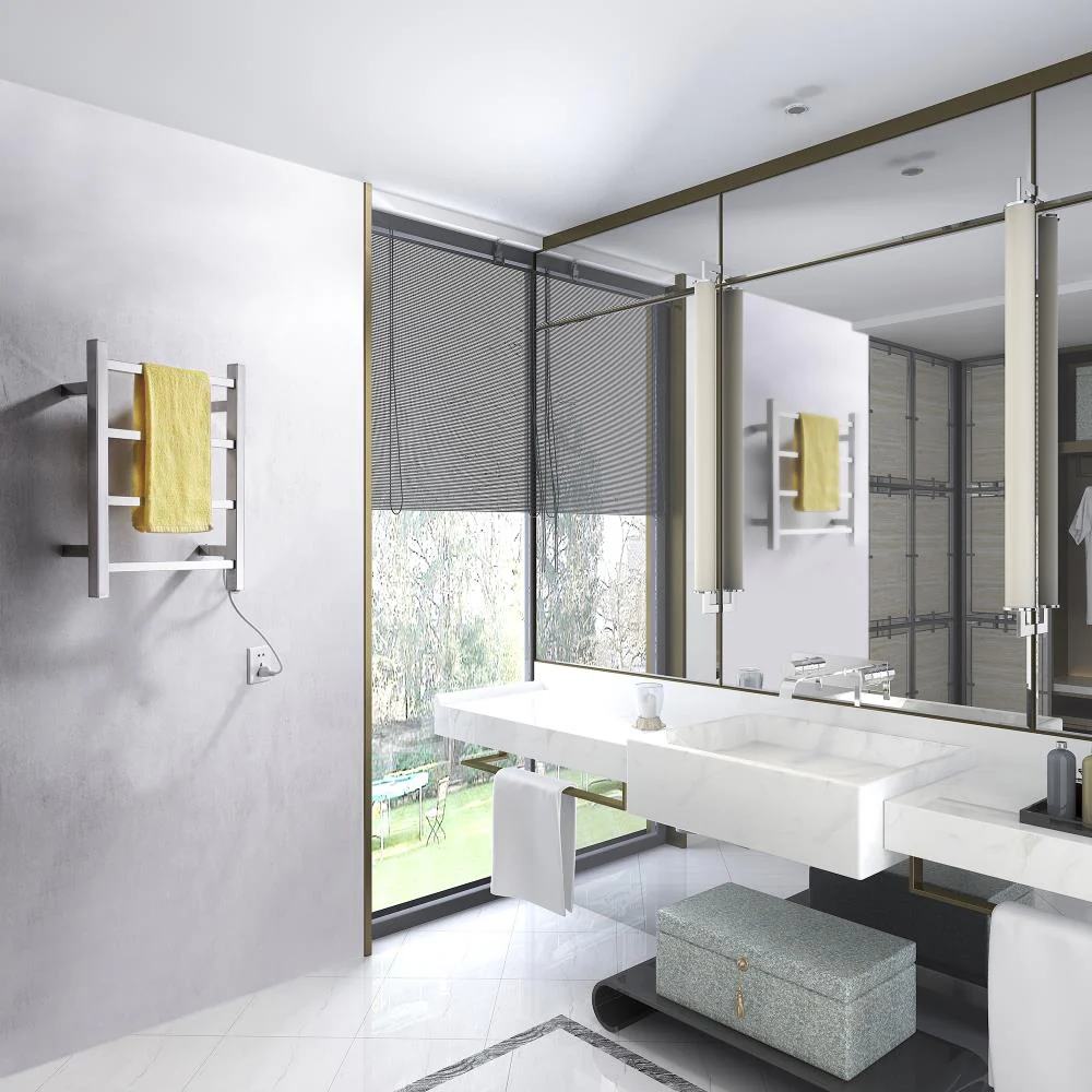 ANZZI Polished Chrome Plug-In Wall Mount Towel Warmer, 17.71-in W x 19.69-in H - Image 7