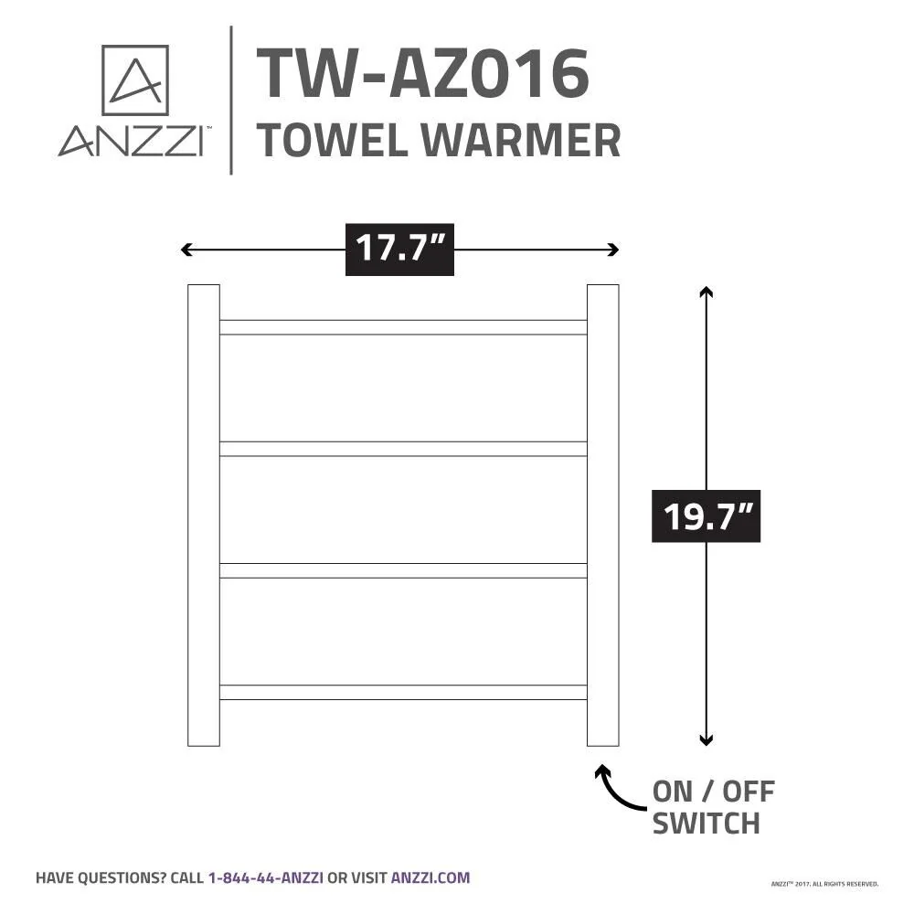 ANZZI Polished Chrome Plug-In Wall Mount Towel Warmer, 17.71-in W x 19.69-in H - Image 9