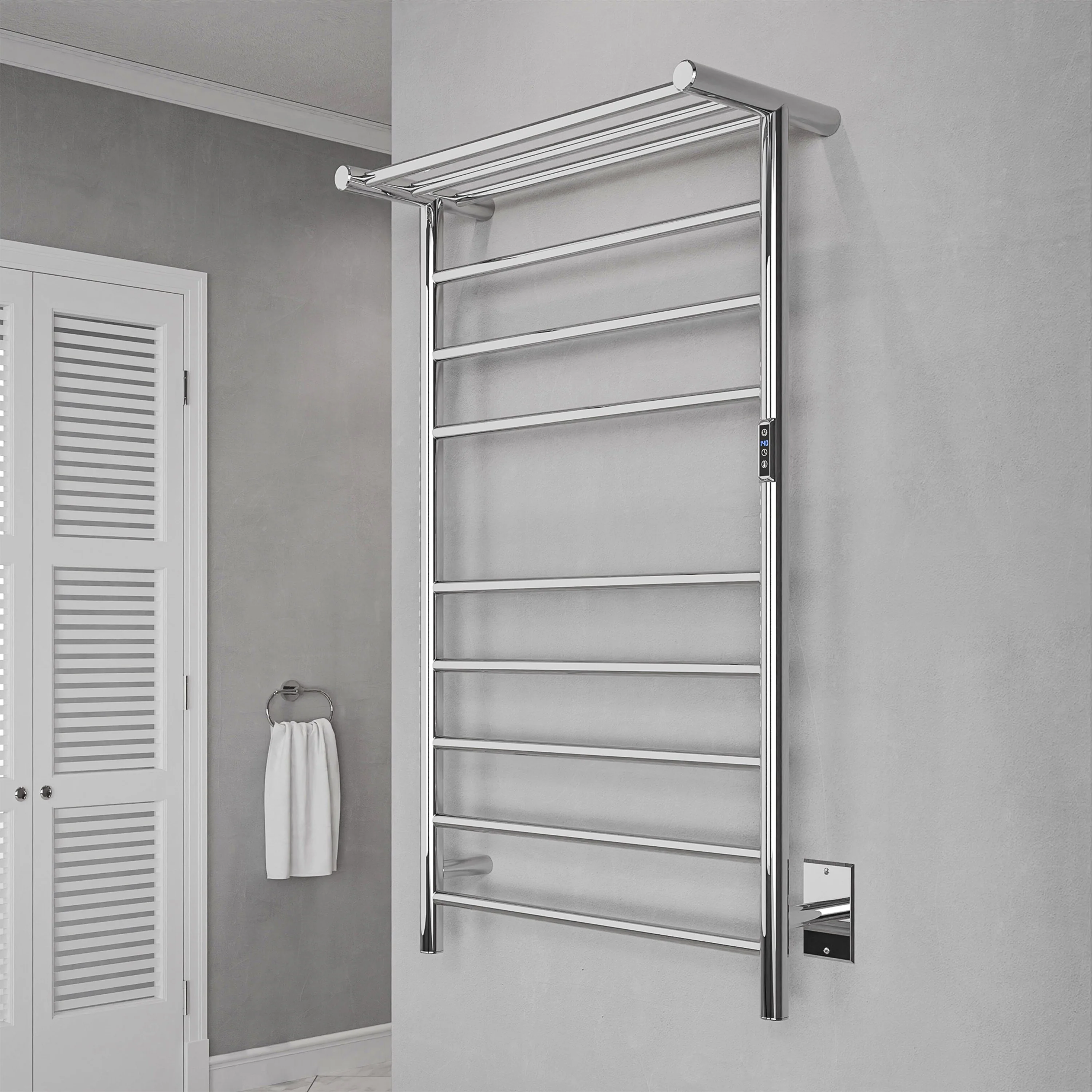 ANZZI Polished Chrome Plug-In Wall-Mount Towel Warmer, 23.62 in W x 39.09 in L x 9.53 in H - Image 13