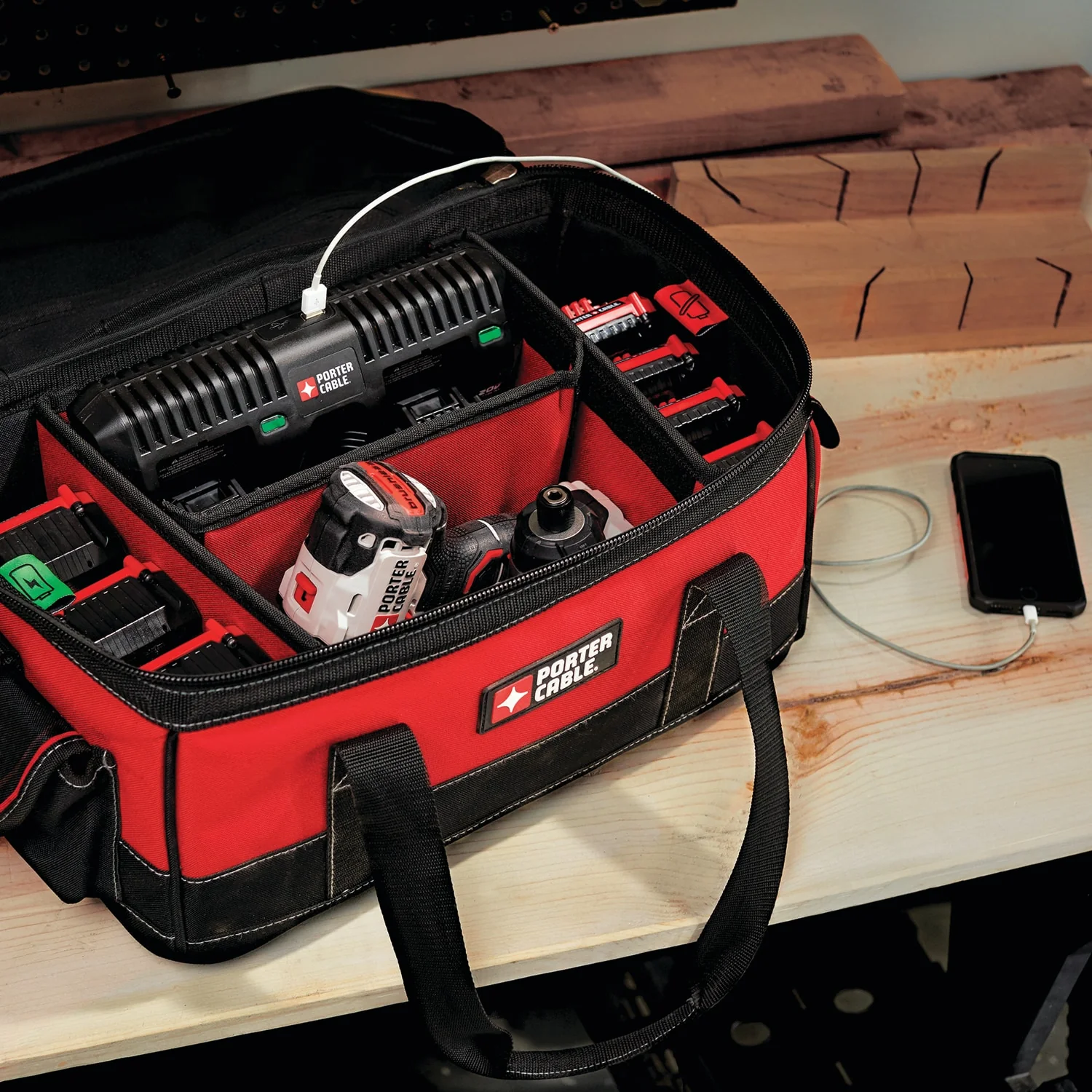 PORTER-CABLE 20-Volt Max Power Tool Battery Charger with Storage Bag (2 Batteries Included) - Image 6