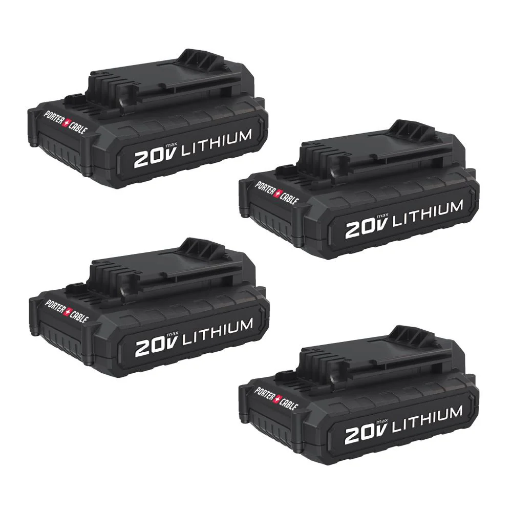 PORTER-CABLE 20-Volt Max Lithium Power Tool Battery, 1.3Ah, 4-Pack