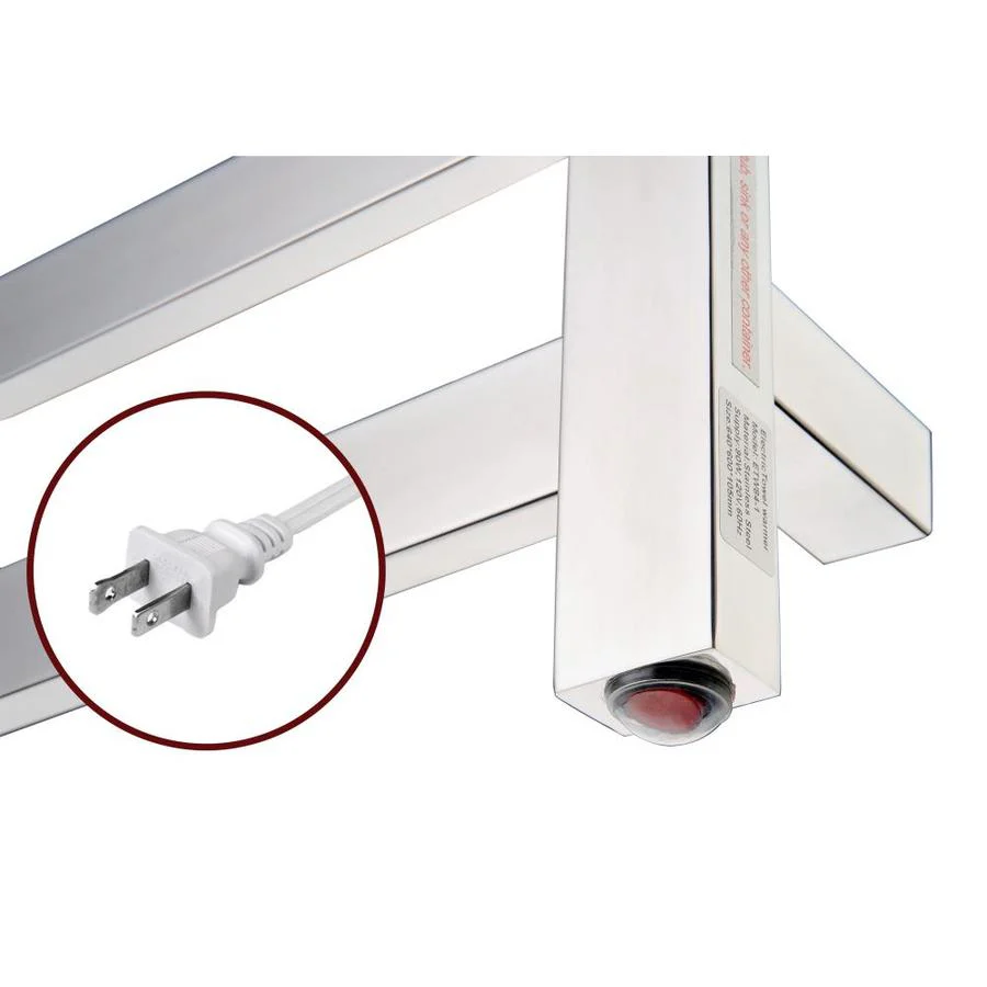 ANZZI Polished Chrome Plug-In Wall Mount Towel Warmer, 25 in H x 23.675 in L x 4.125 in W - Image 3