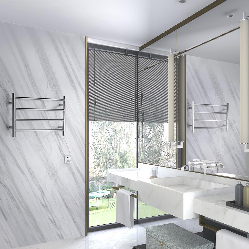 ANZZI Brushed Nickel Plug-In Wall-Mount Towel Warmer, 4-Bar, 16.5 in H x 23.5 in W x 5.5 in D - Image 7