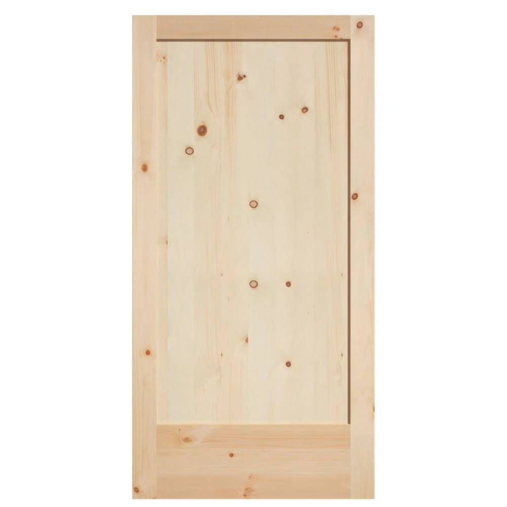 Masonite Traditional 42-in x 84-in Natural 1-Panel Unfinished Knotty Pine Wood Single Barn Door