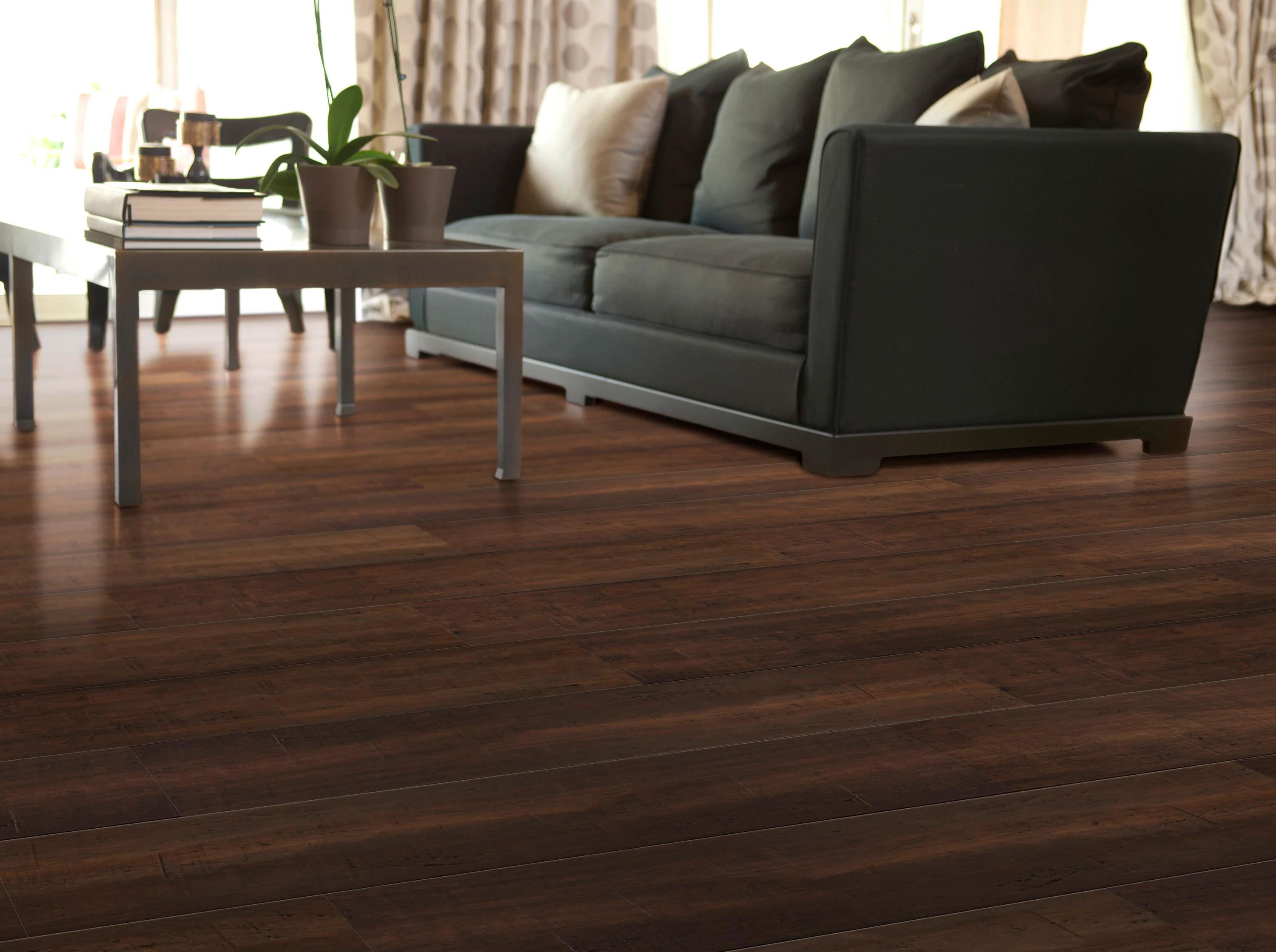 Cali Bamboo Fossilized 3.75-in Bordeaux Distressed Solid Bamboo Hardwood Flooring, 7/16-in T x 36-in L (22.69-sq ft/Carton) - Image 4