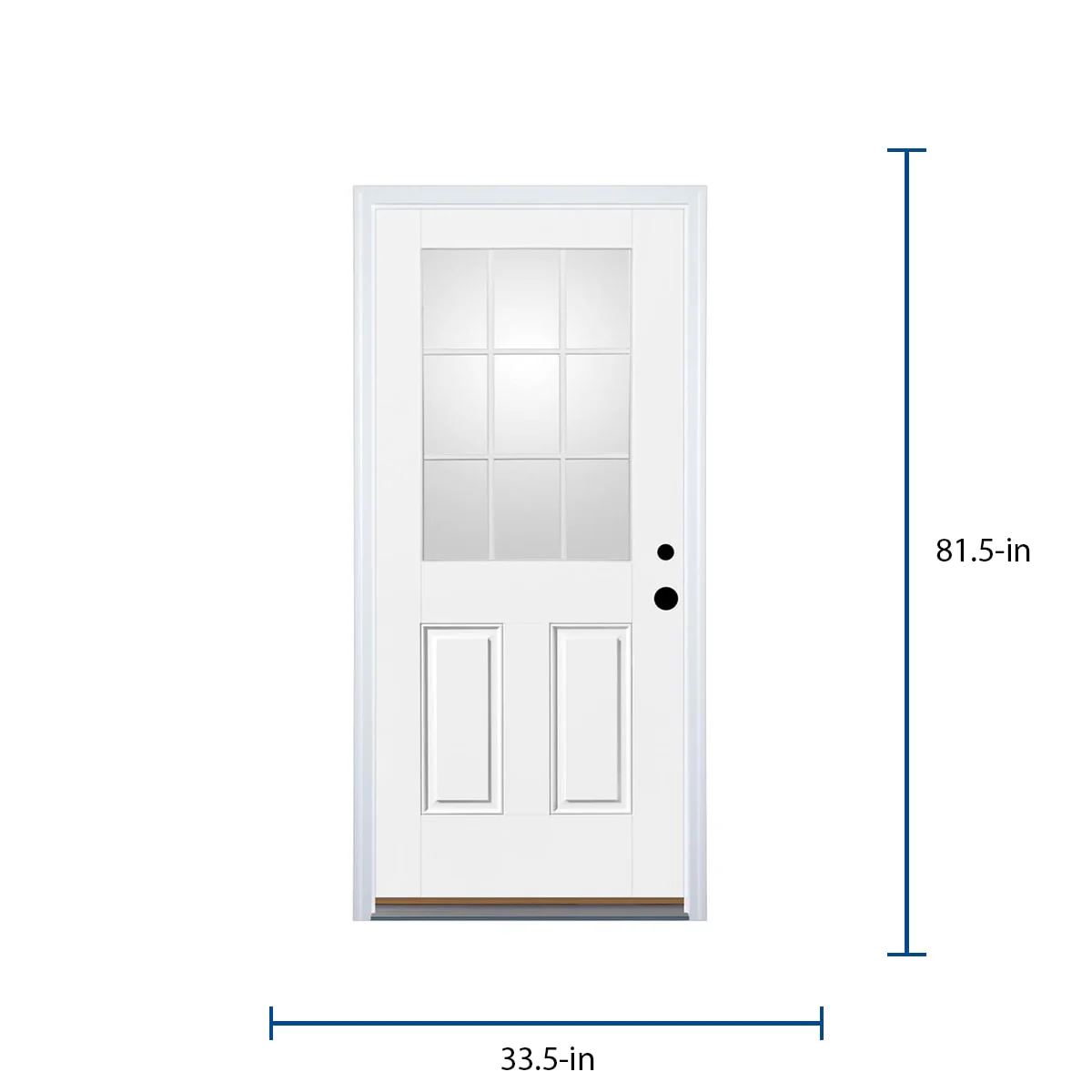 Therma-Tru Benchmark Doors 32-in x 80-in Fiberglass Half-Lite Left-Hand Inswing Ready-to-Paint Unfinished Prehung Single Front Door with Brickmould - Image 4