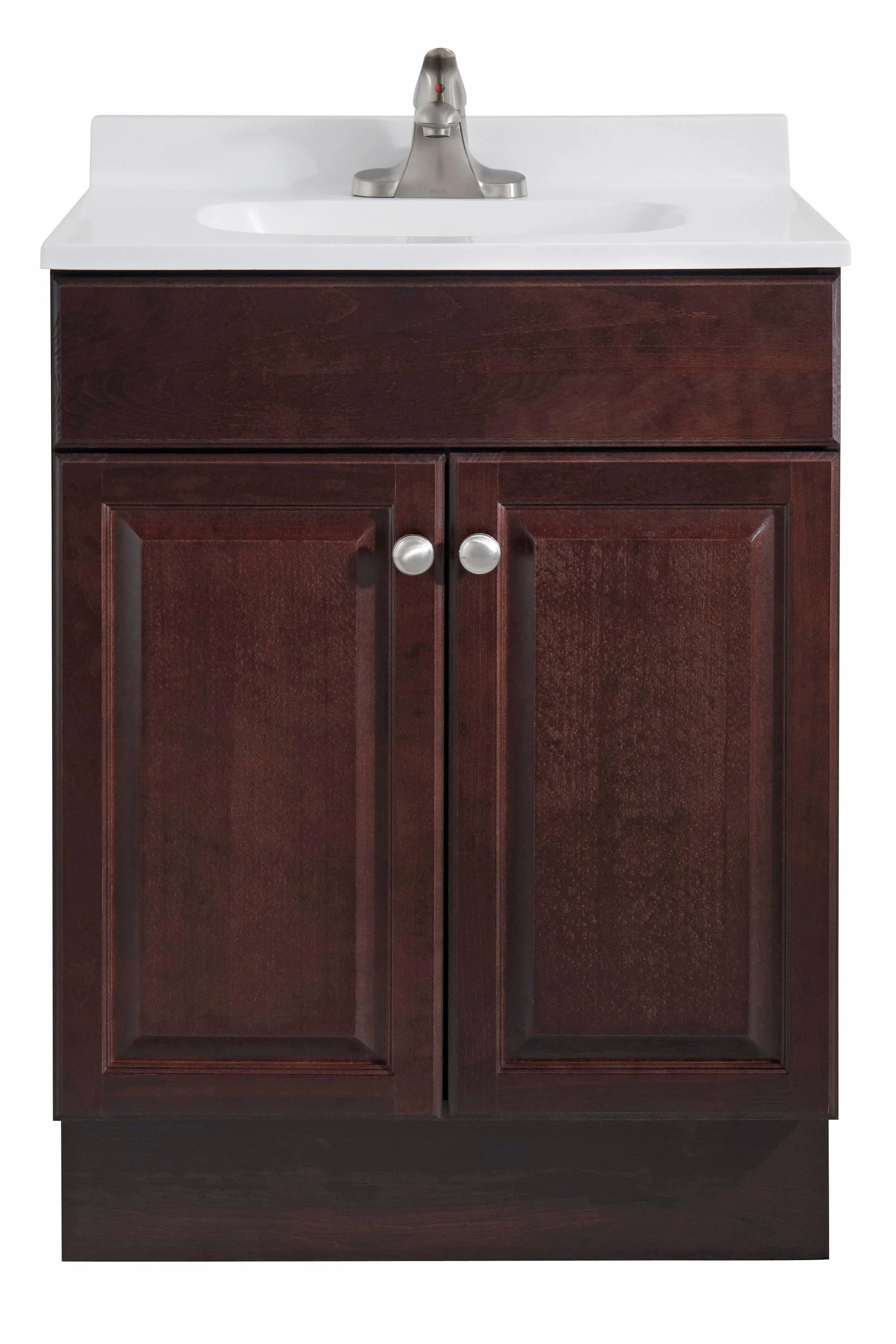 Project Source 24.5-in Java Single Sink Bathroom Vanity with White Cultured Marble Top - Image 10