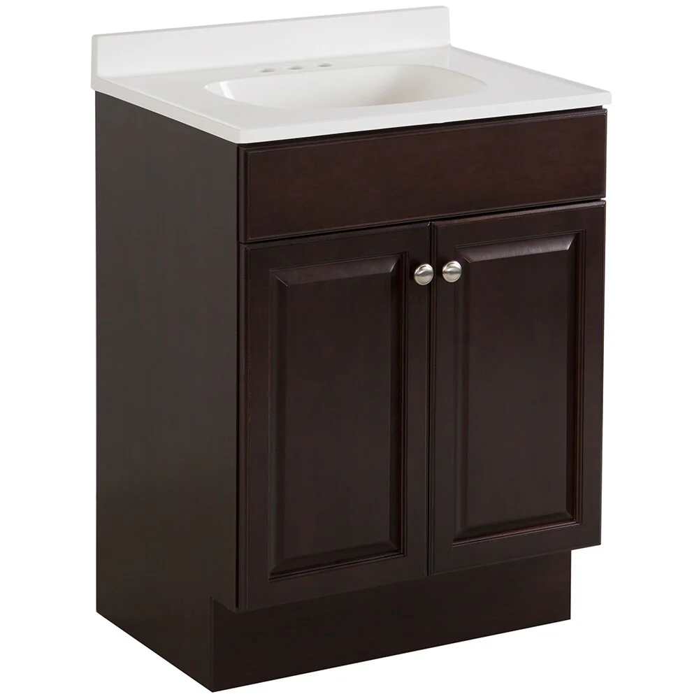 Project Source 24.5-in Java Single Sink Bathroom Vanity with White Cultured Marble Top - Image 11