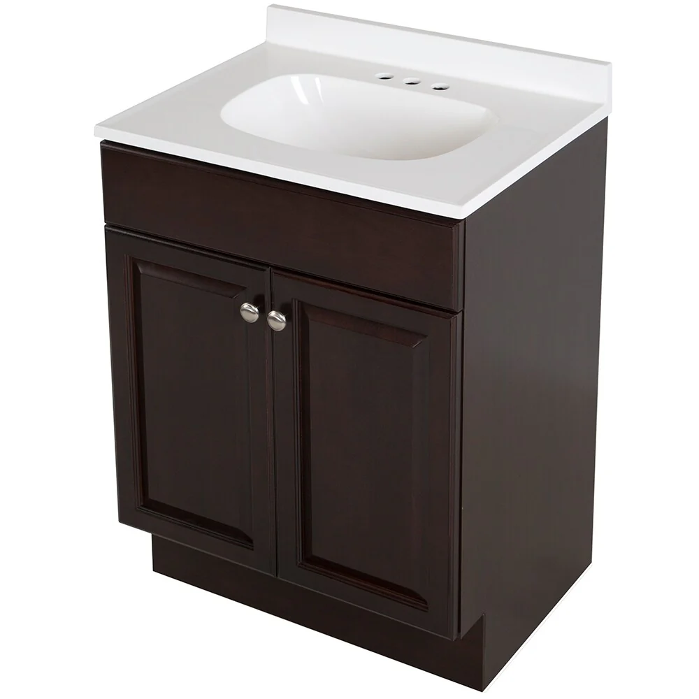 Project Source 24.5-in Java Single Sink Bathroom Vanity with White Cultured Marble Top - Image 12