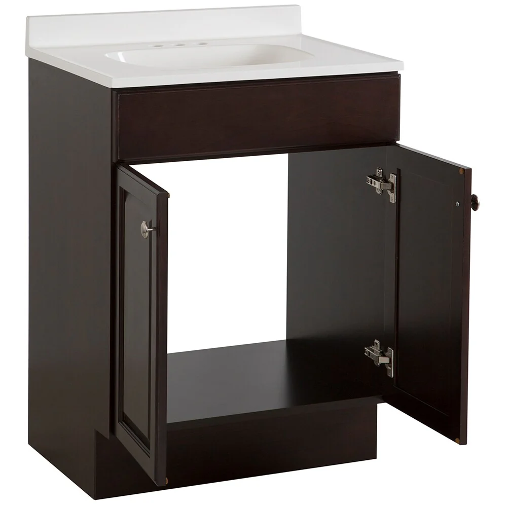Project Source 24.5-in Java Single Sink Bathroom Vanity with White Cultured Marble Top - Image 13