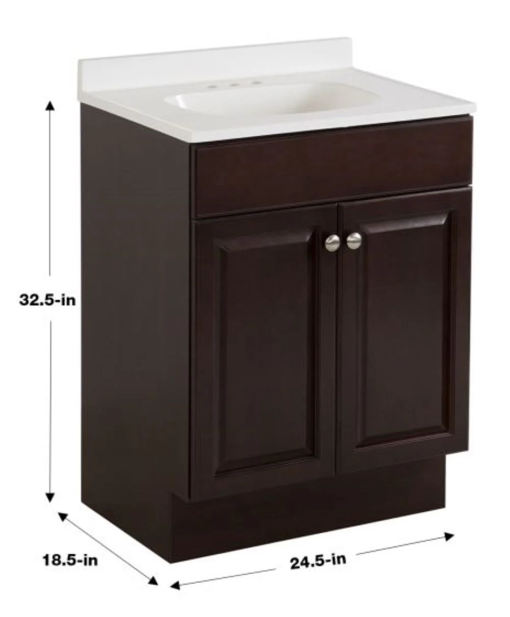 Project Source 24.5-in Java Single Sink Bathroom Vanity with White Cultured Marble Top - Image 15