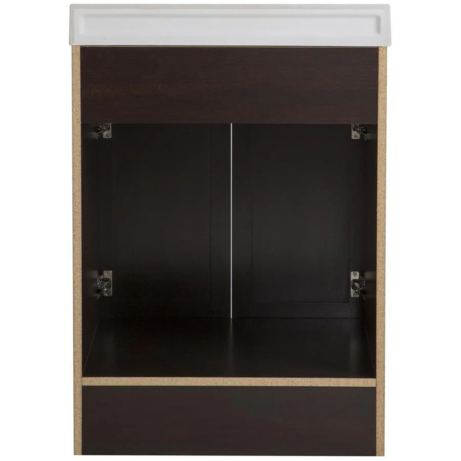 Project Source 24.5-in Java Single Sink Bathroom Vanity with White Cultured Marble Top - Image 5