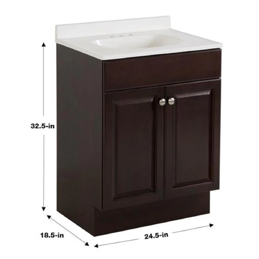 Project Source 24.5-in Java Single Sink Bathroom Vanity with White Cultured Marble Top - Image 6