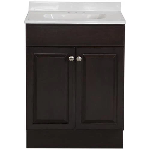 Project Source 24.5-in Java Single Sink Bathroom Vanity with White Cultured Marble Top - Image 8