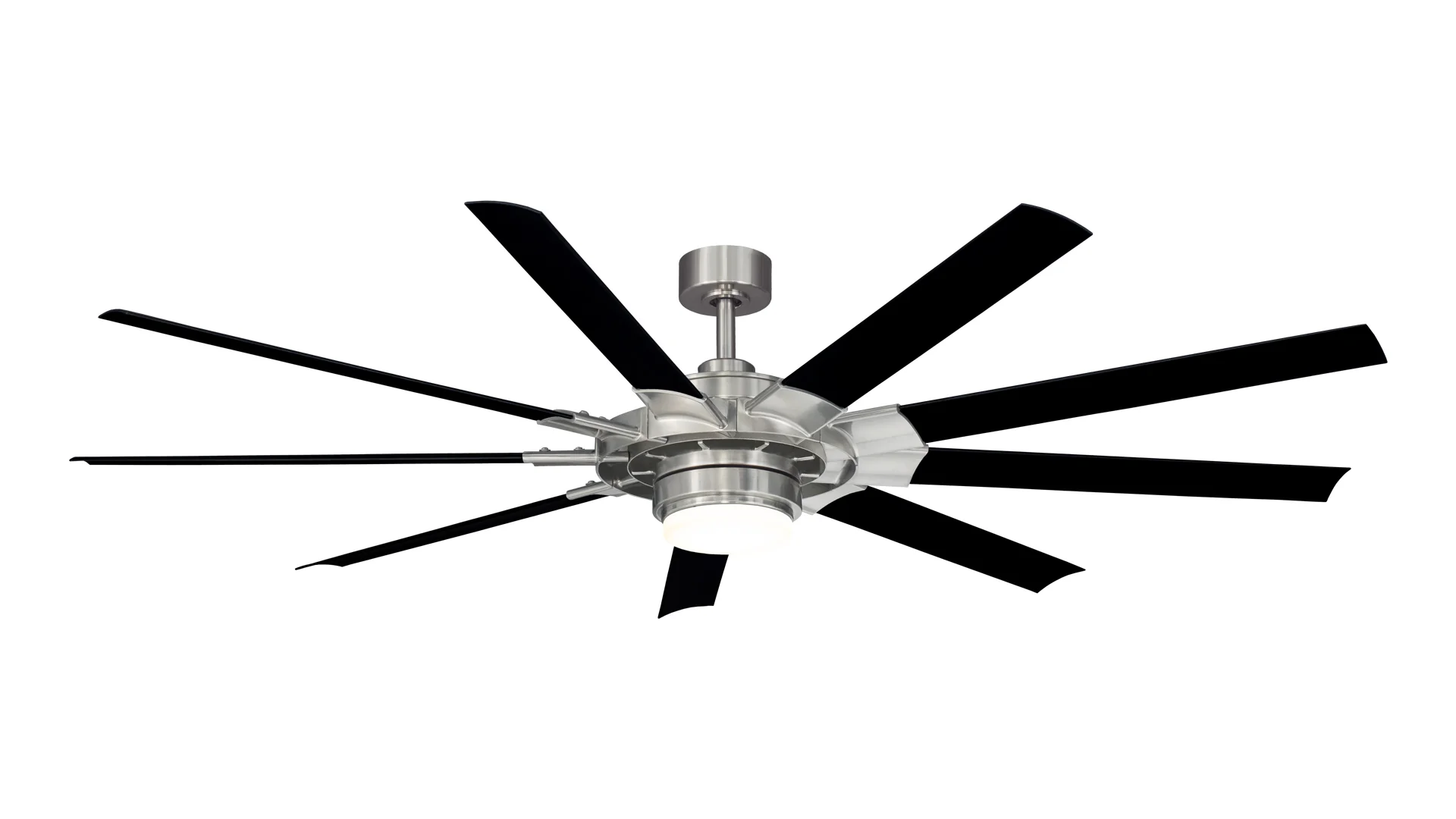 Fanimation Studio Collection Slinger v2 72-in Brushed Nickel LED Indoor/Outdoor Ceiling Fan with Remote (9-Blade)
