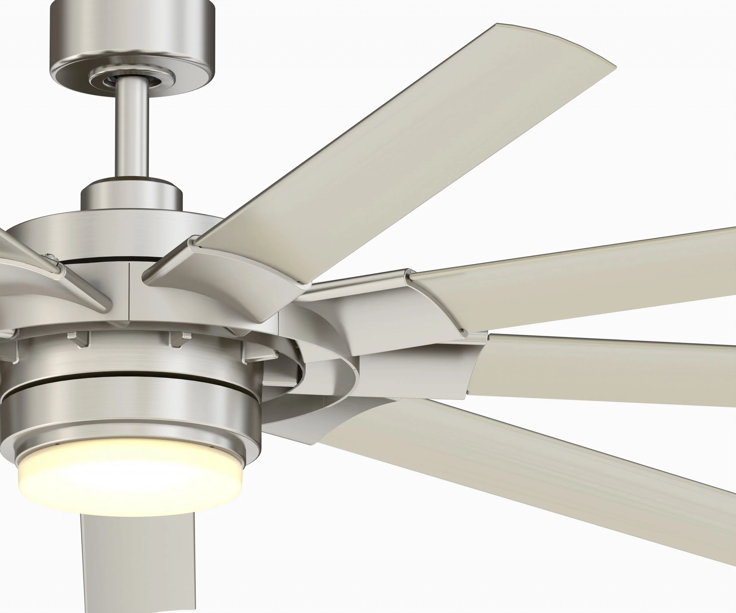 Fanimation Studio Collection Slinger v2 72-in Brushed Nickel LED Indoor/Outdoor Ceiling Fan with Remote (9-Blade) - Image 3