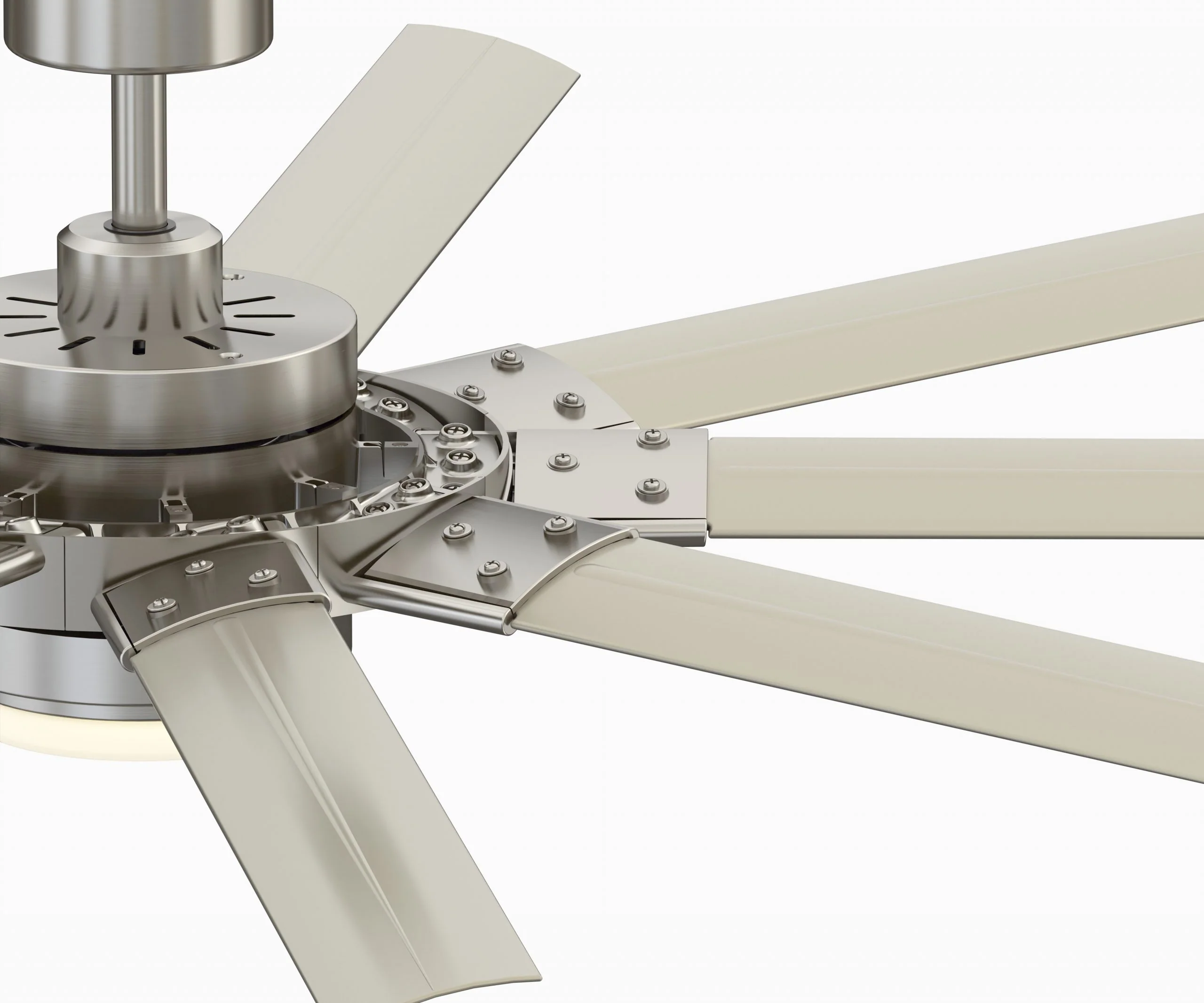 Fanimation Studio Collection Slinger v2 72-in Brushed Nickel LED Indoor/Outdoor Ceiling Fan with Remote (9-Blade) - Image 4