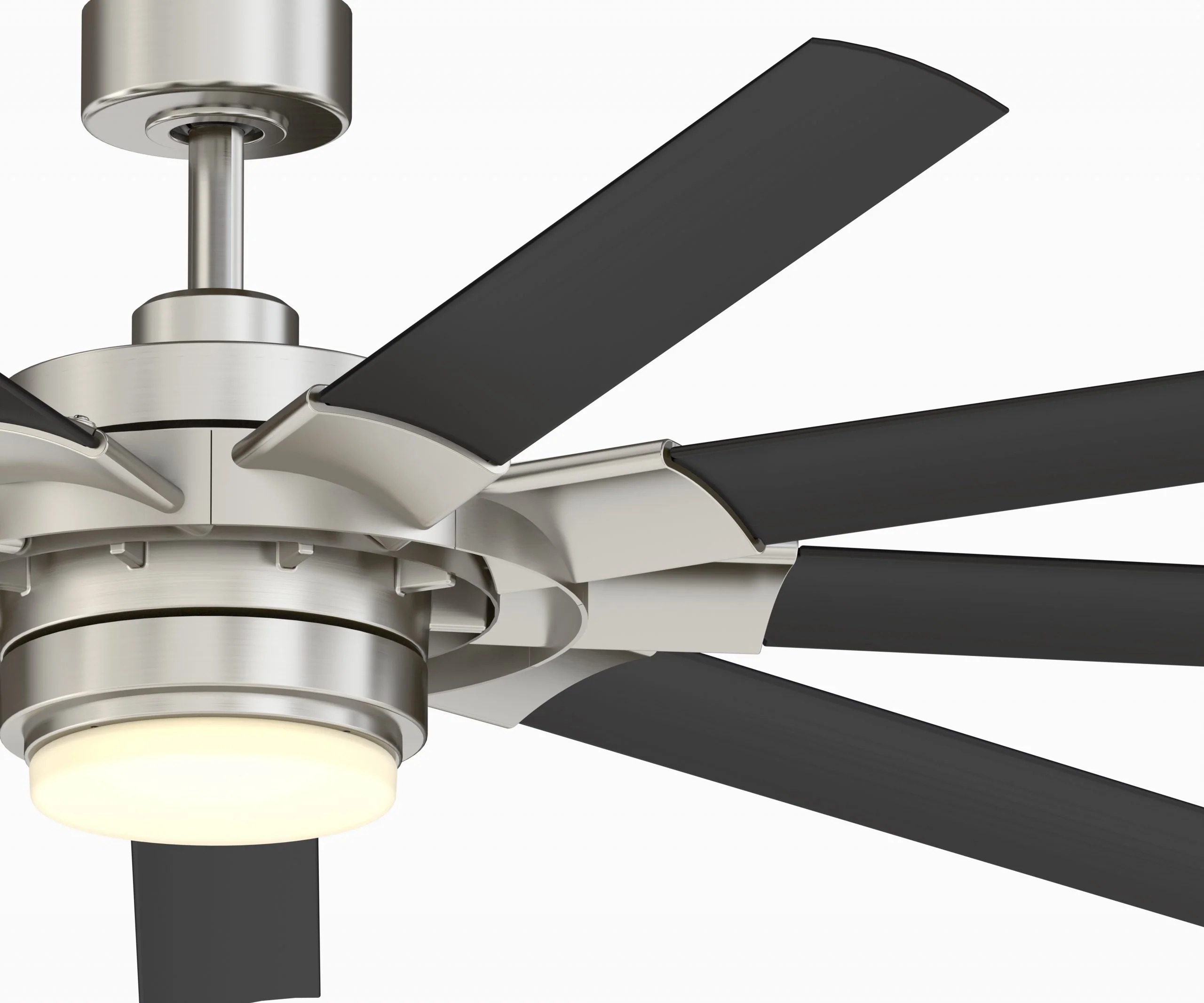Fanimation Studio Collection Slinger v2 72-in Brushed Nickel LED Indoor/Outdoor Ceiling Fan with Remote (9-Blade) - Image 5