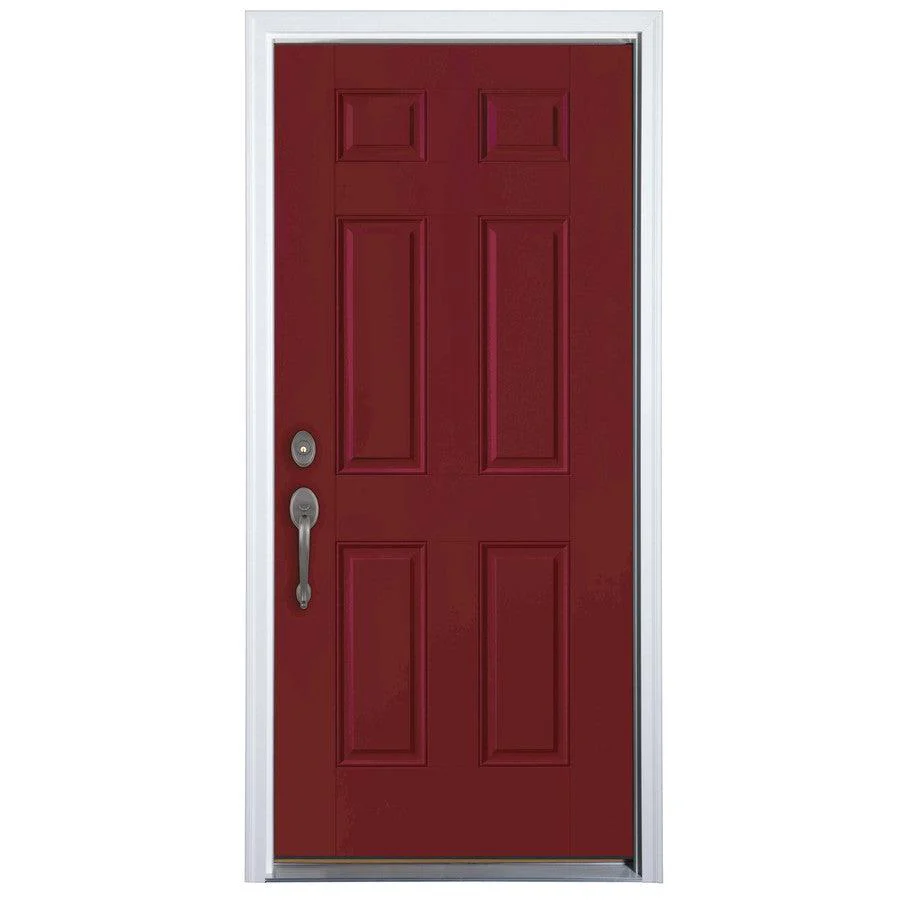 Therma-Tru Benchmark Doors 36-in x 80-in Fiberglass Half Lite Right-Hand Inswing Ready-to-Paint Prehung Single Front Door with Brickmould