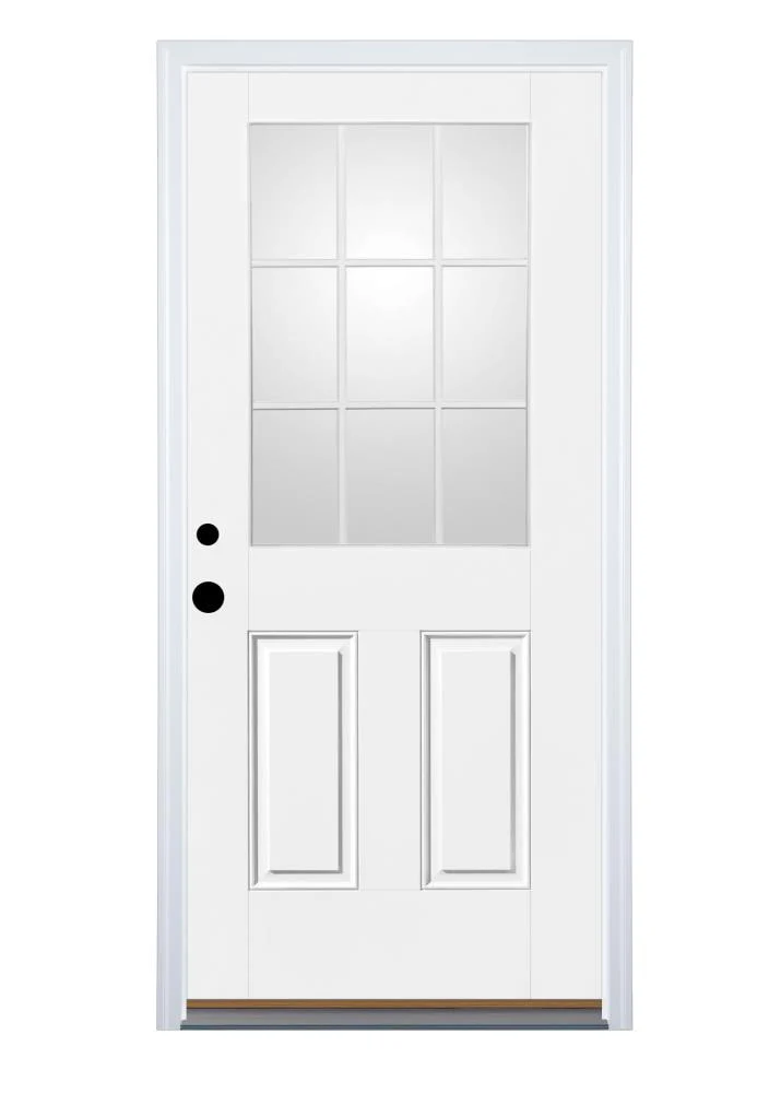 Therma-Tru Benchmark Doors 36-in x 80-in Fiberglass Half Lite Right-Hand Inswing Ready-to-Paint Prehung Single Front Door with Brickmould - Image 3