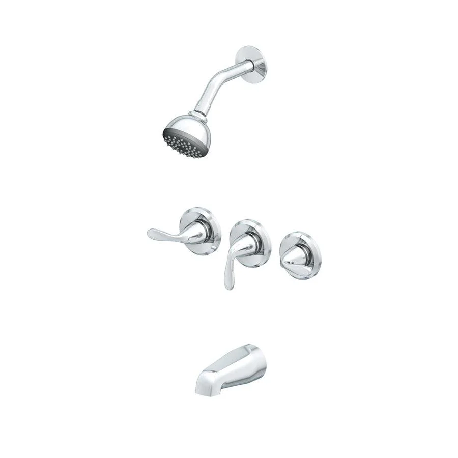 Project Source Everfield 3-Handle Tub and Shower Faucet with Valve, Polished Chrome (1.75 GPM)