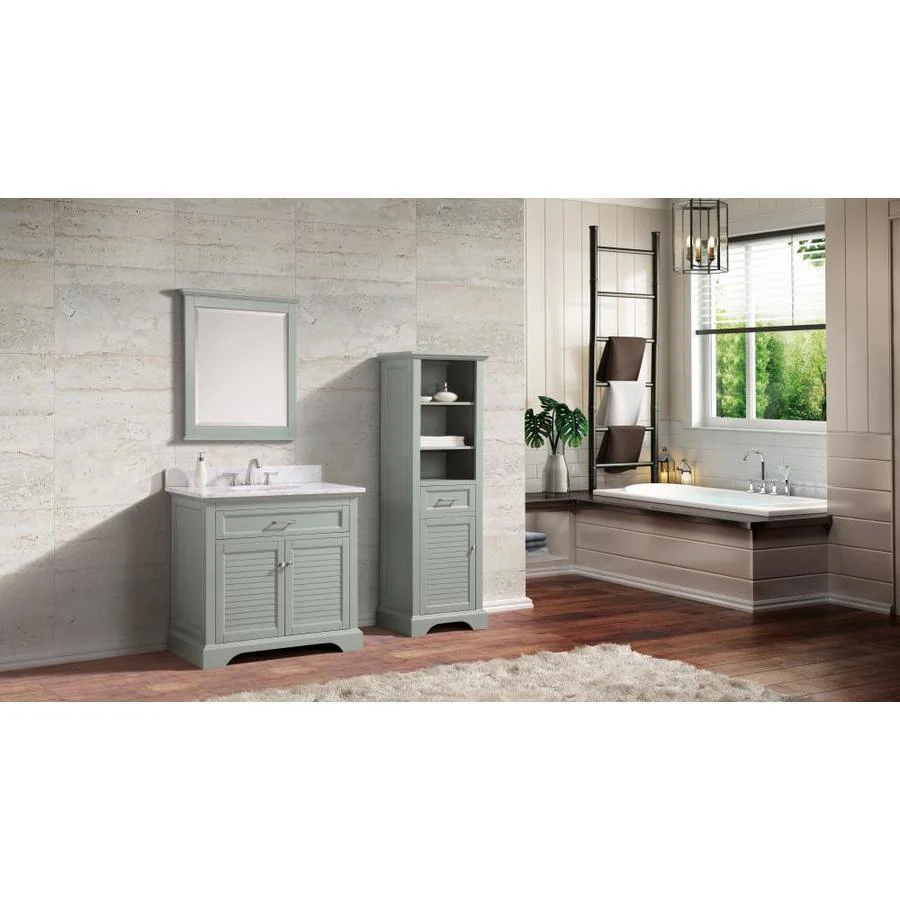 Avanity Colton 22-in W x 65-in H x 16-in D Basil Green Plywood Freestanding Linen Cabinet - Image 3