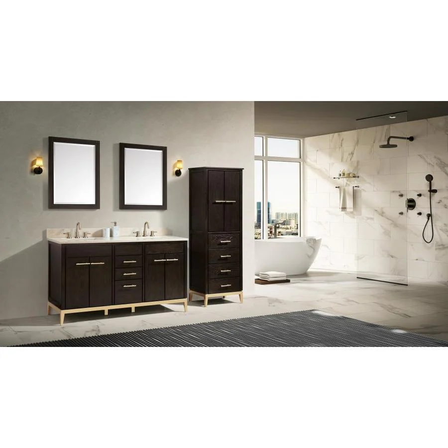 Avanity Hepburn 24-in W x 70-in H x 16-in D Dark Chocolate Freestanding Linen Cabinet with Soft-Close Storage - Image 2