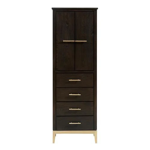 Avanity Hepburn 24-in W x 70-in H x 16-in D Dark Chocolate Freestanding Linen Cabinet with Soft-Close Storage - Image 4